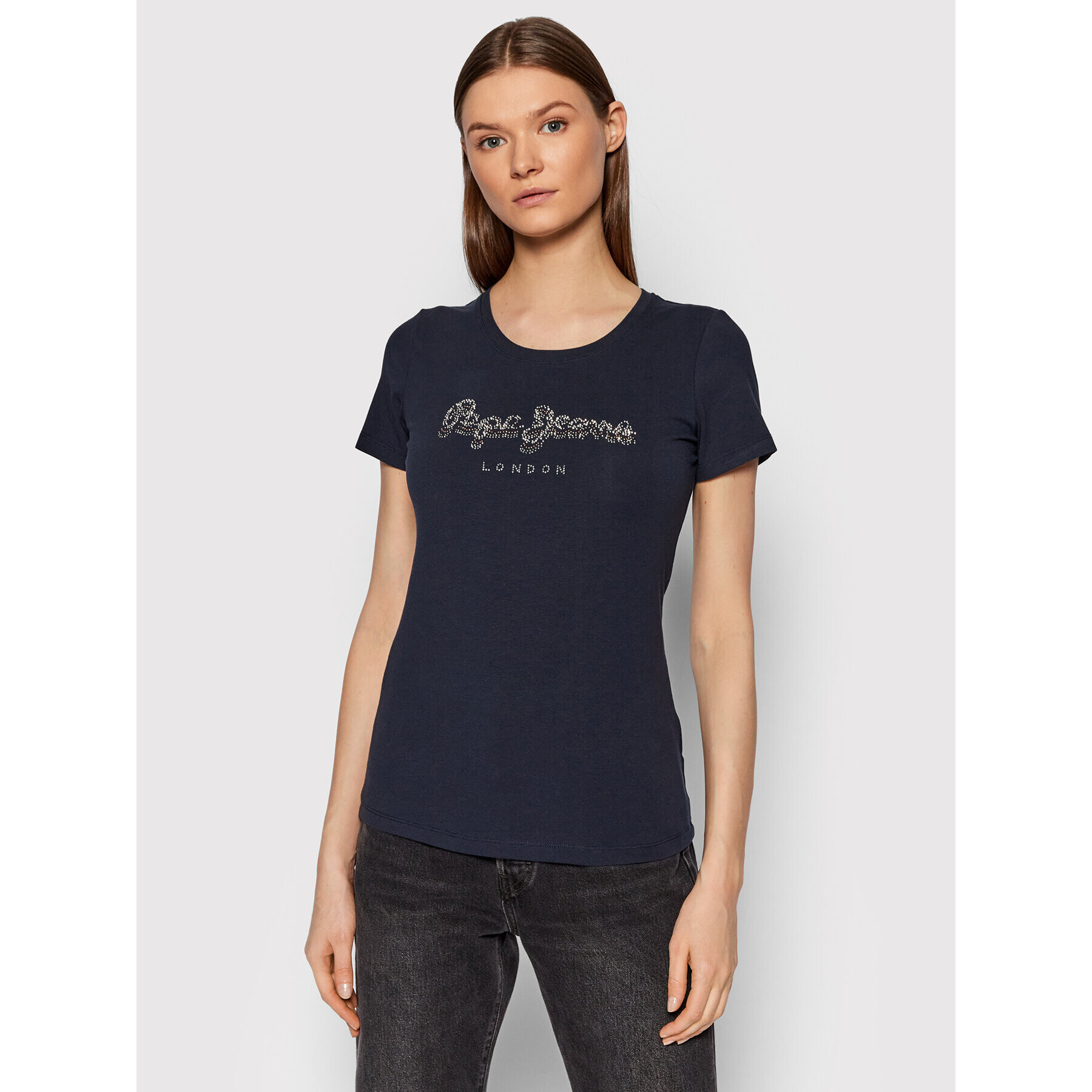 Pepe Jeans Tricou Beatrice PL504434 Bleumarin Slim Fit - Pled.ro