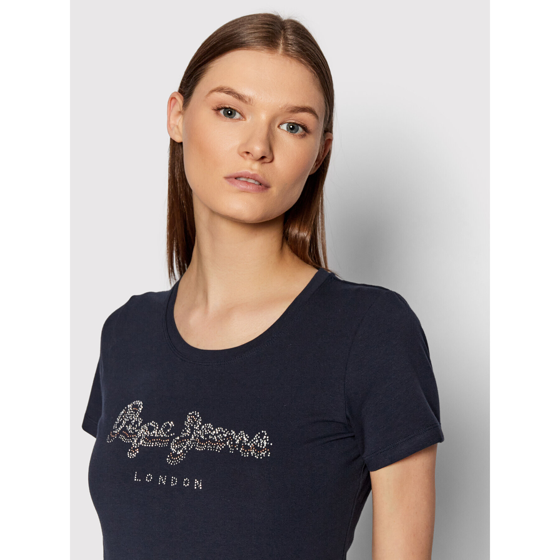 Pepe Jeans Tricou Beatrice PL504434 Bleumarin Slim Fit - Pled.ro