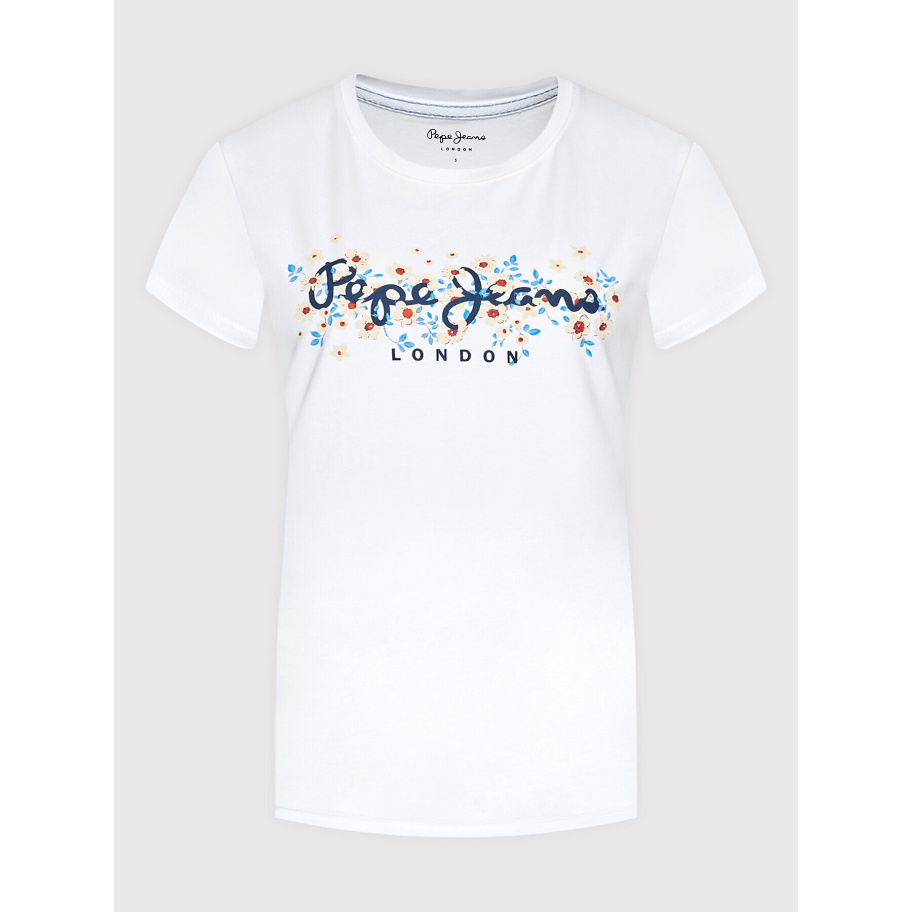 Pepe Jeans Tricou Bego PL505133 Alb Slim Fit - Pled.ro