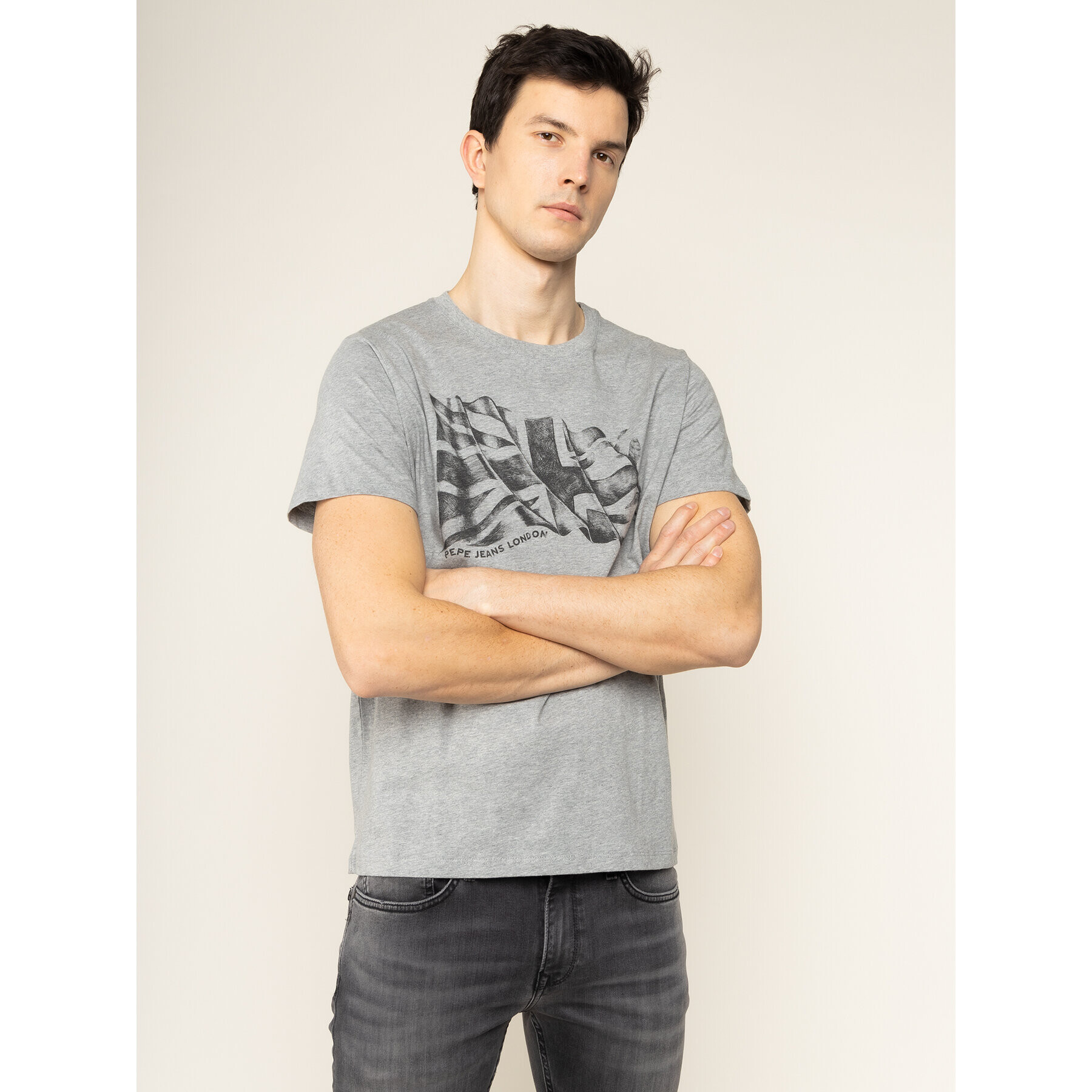 Pepe Jeans Tricou Betrand PM506906 Gri Regular Fit - Pled.ro