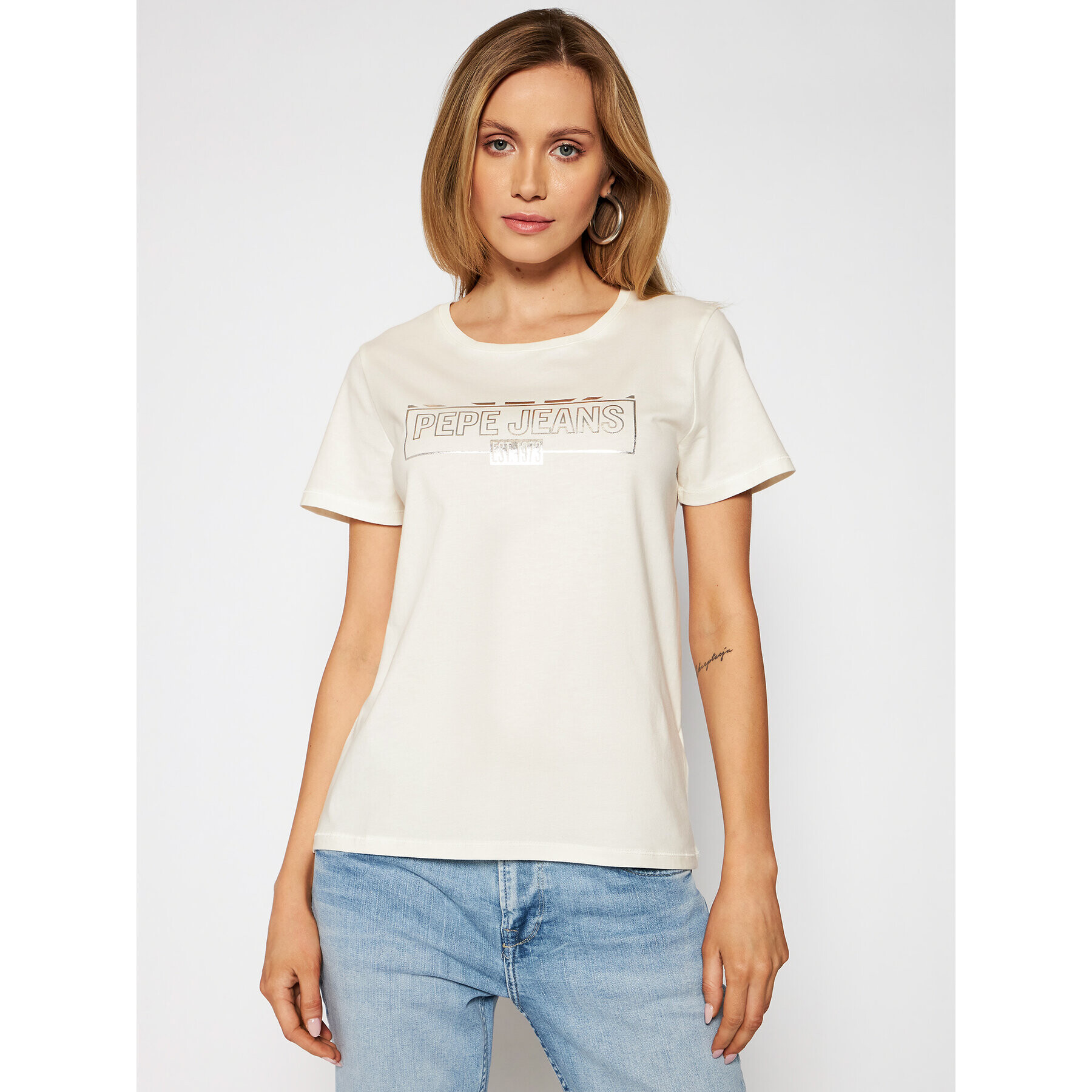 Pepe Jeans Tricou Betty PL504815 Bej Regular Fit - Pled.ro