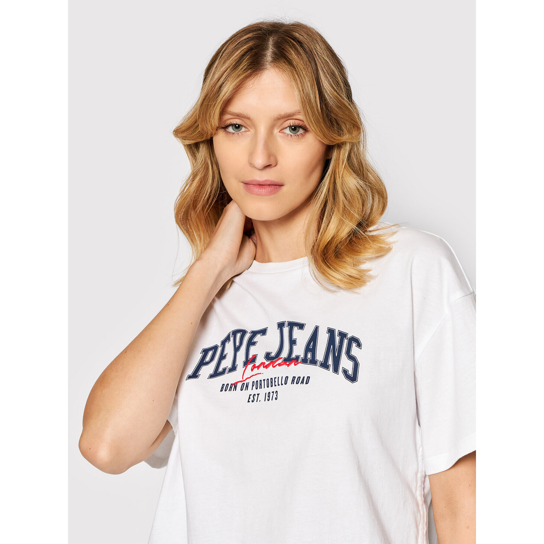 Pepe Jeans Tricou Cara PL505151 Alb Relaxed Fit - Pled.ro