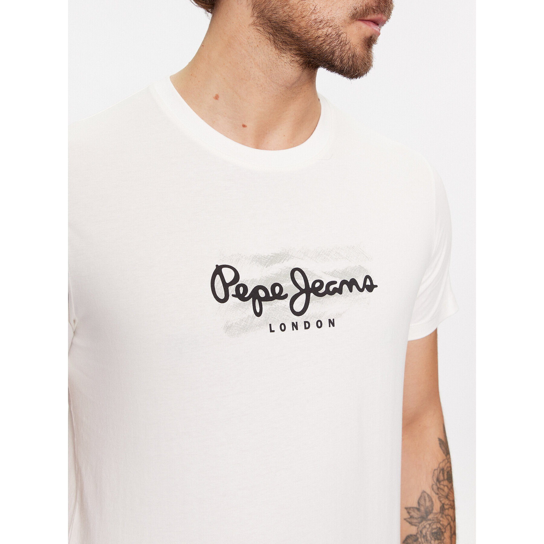 Pepe Jeans Tricou Castle PM509204 Alb Regular Fit - Pled.ro