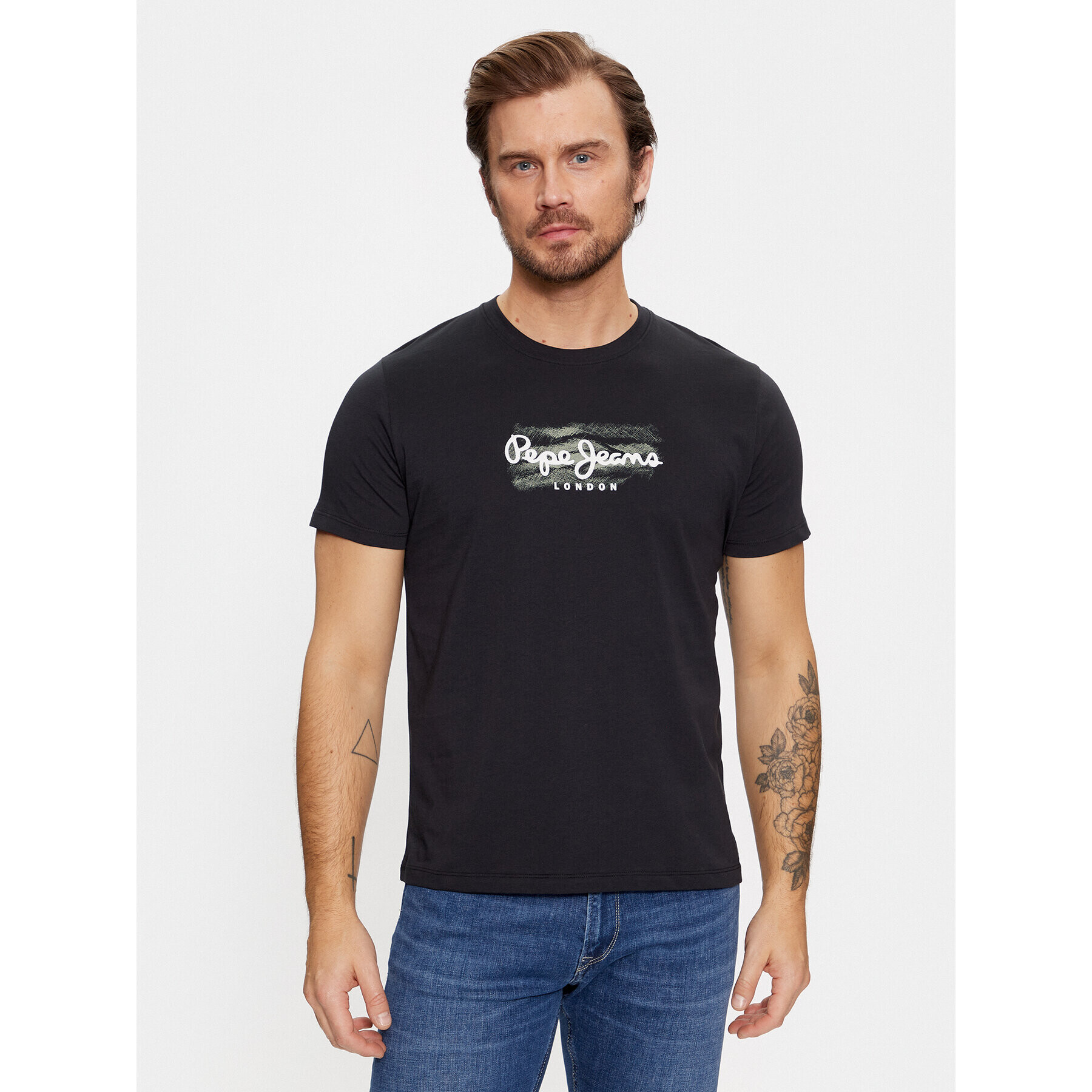 Pepe Jeans Tricou Castle PM509204 Negru Regular Fit - Pled.ro