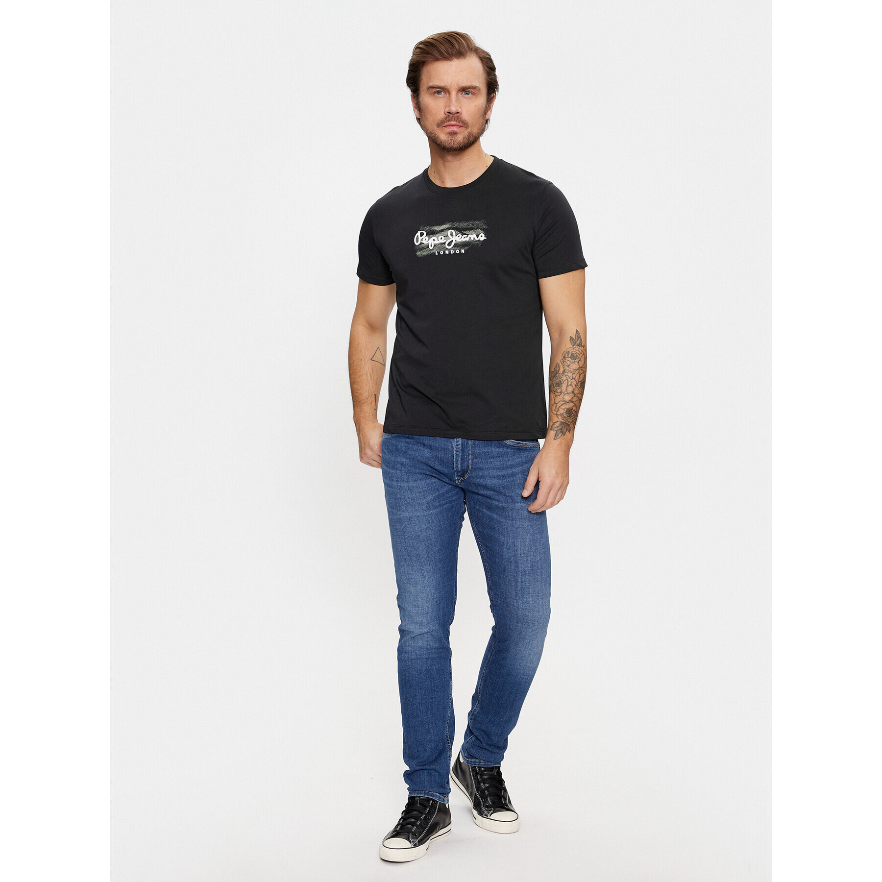 Pepe Jeans Tricou Castle PM509204 Negru Regular Fit - Pled.ro