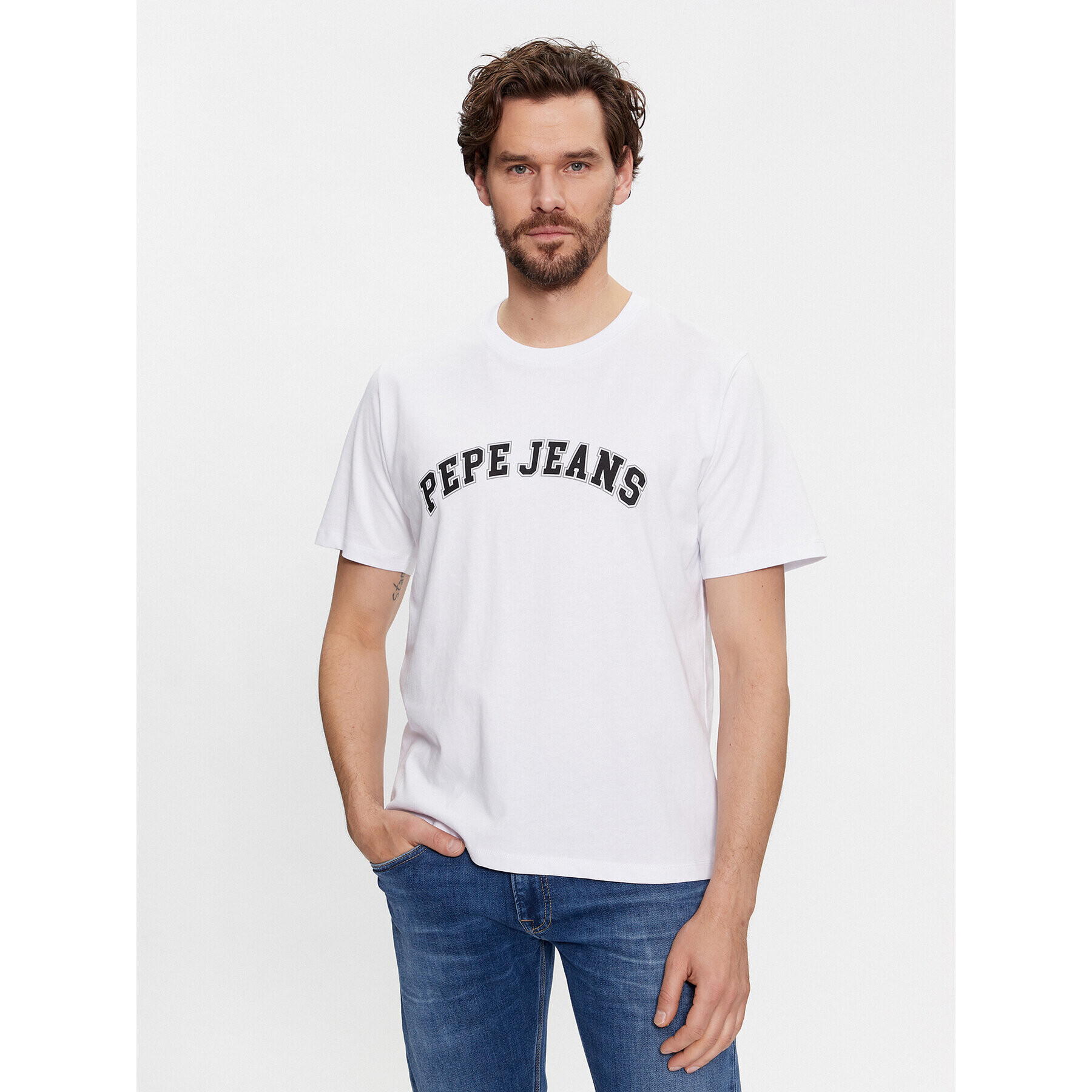 Pepe Jeans Tricou Clement PM509220 Alb Regular Fit - Pled.ro