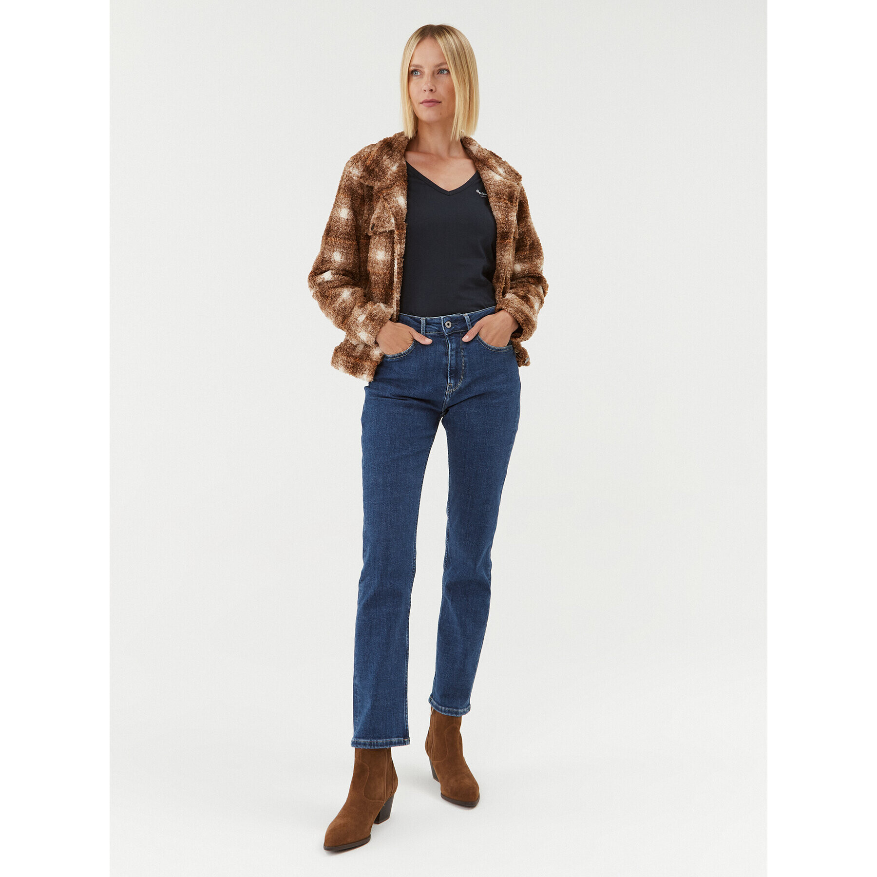 Pepe Jeans Bluză Corine PL505306 Bleumarin Regular Fit - Pled.ro