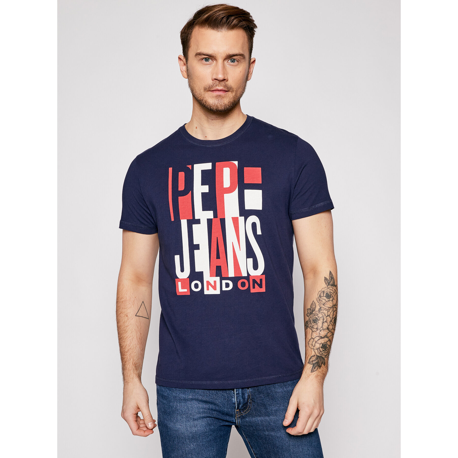 Pepe Jeans Tricou Davy PM507739 Bleumarin Regular Fit - Pled.ro