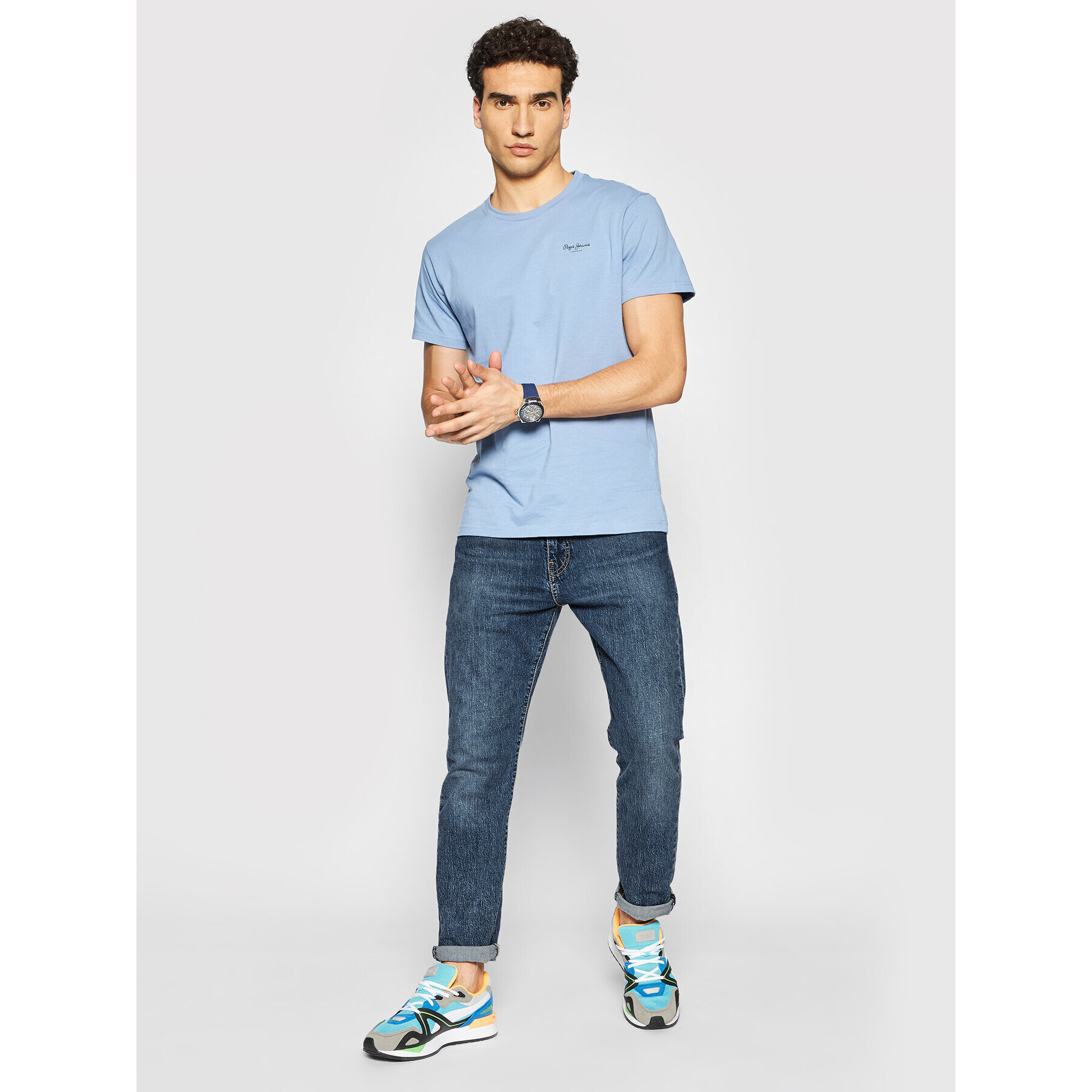 Pepe Jeans Tricou Derek PM508011 Albastru Regular Fit - Pled.ro