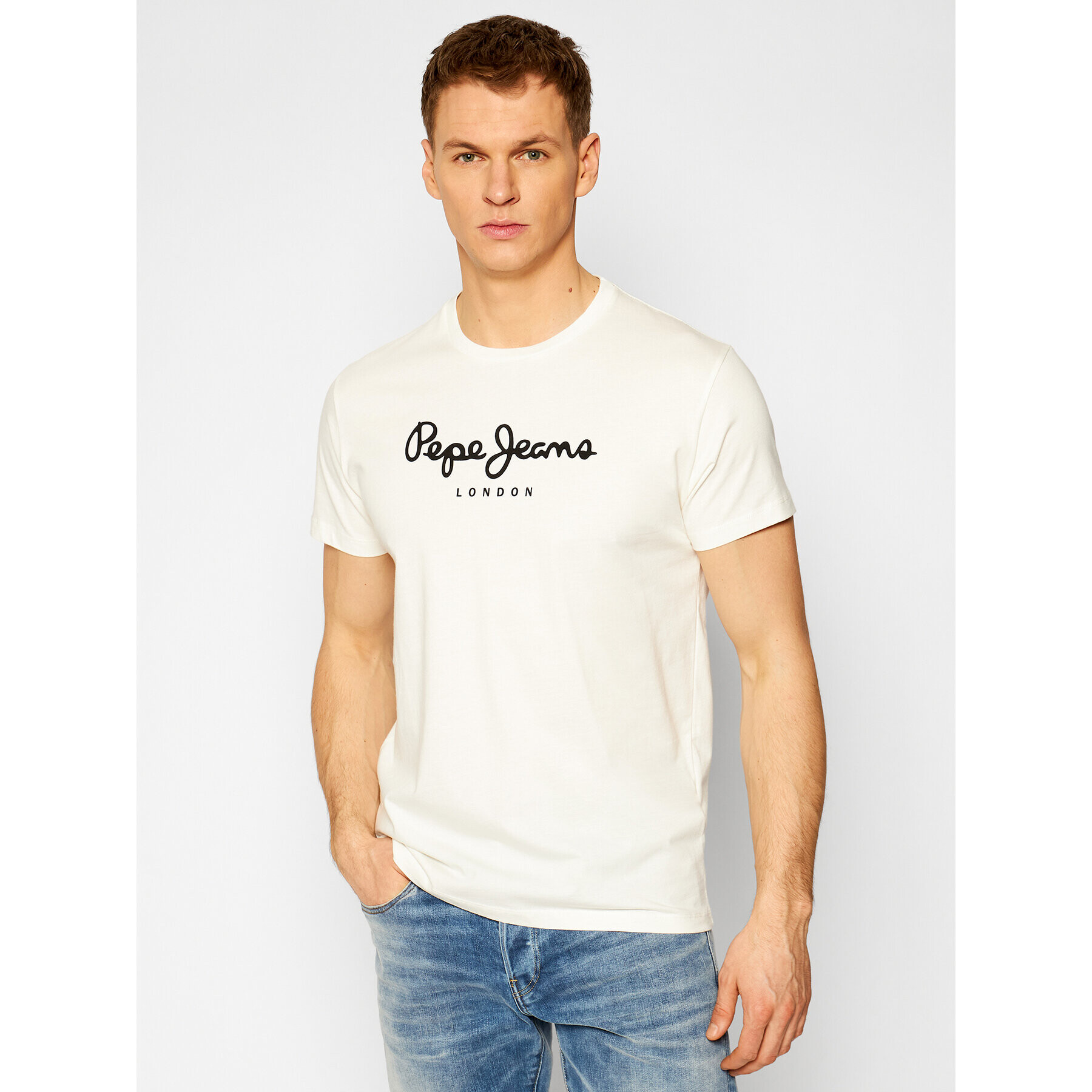 Pepe Jeans Tricou Eggo PM500465 Alb Regular Fit - Pled.ro