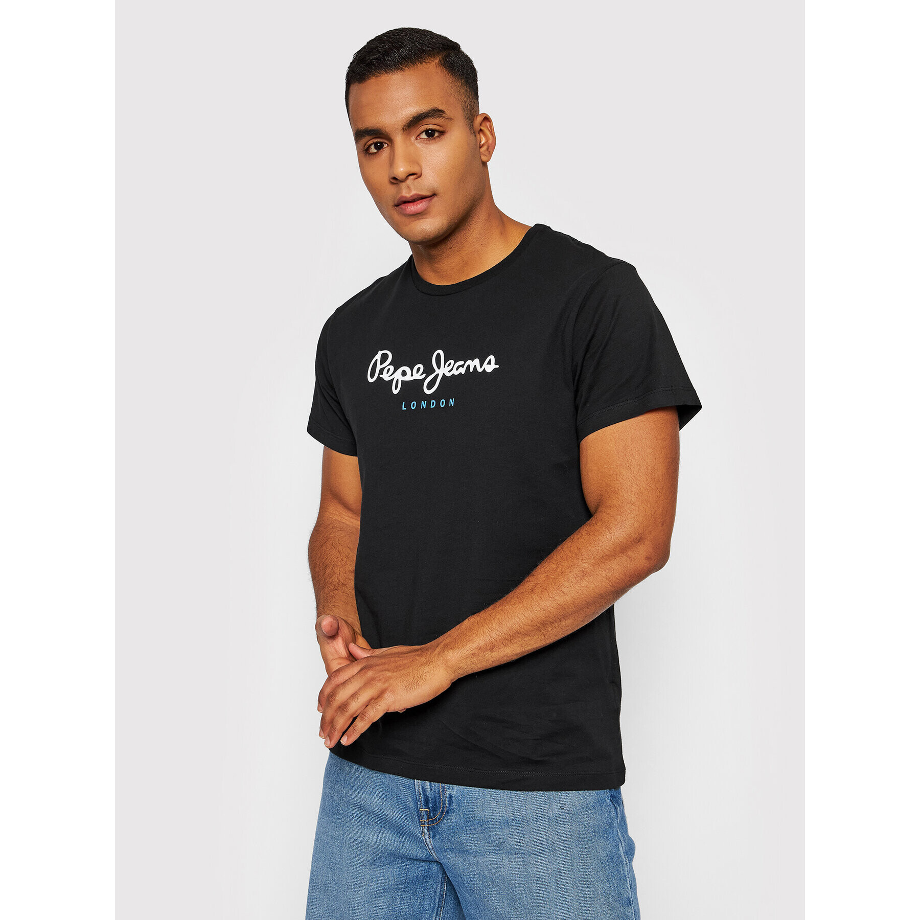 Pepe Jeans Tricou Eggo PM508208 Negru Regular Fit - Pled.ro