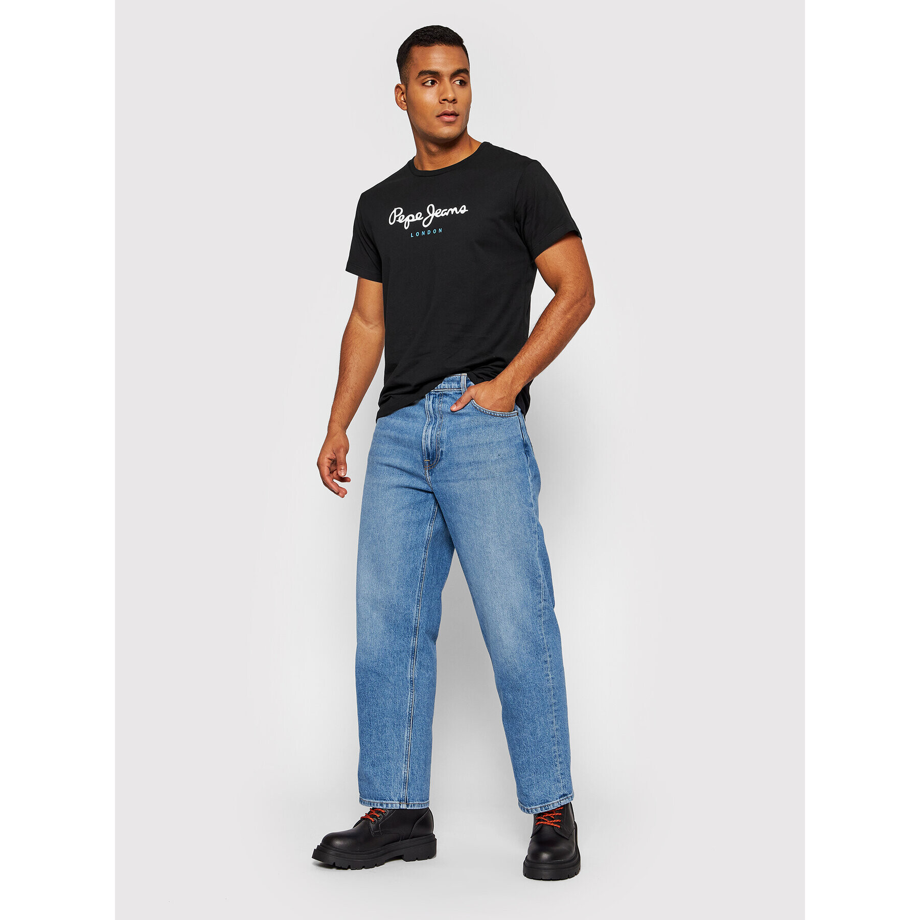 Pepe Jeans Tricou Eggo PM508208 Negru Regular Fit - Pled.ro