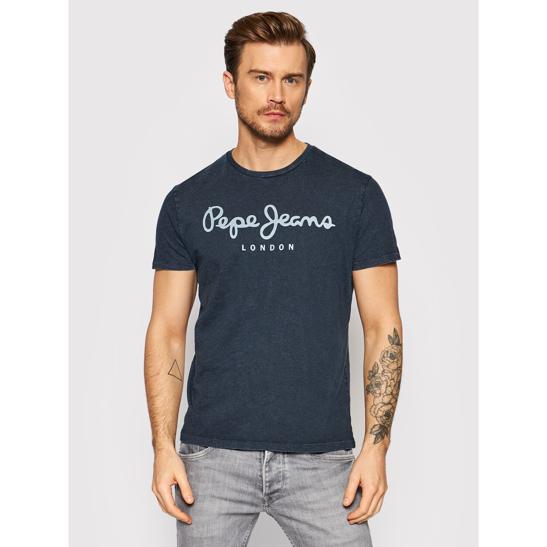 Pepe Jeans Tricou Essential PM508272 Bleumarin Regular Fit - Pled.ro