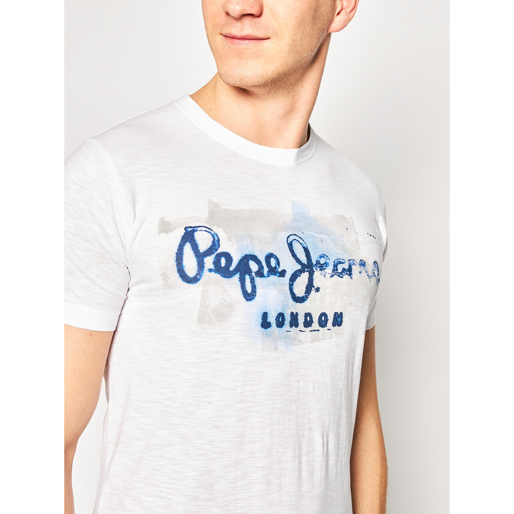 Pepe Jeans Tricou Golders PM503213 Alb Slim Fit - Pled.ro