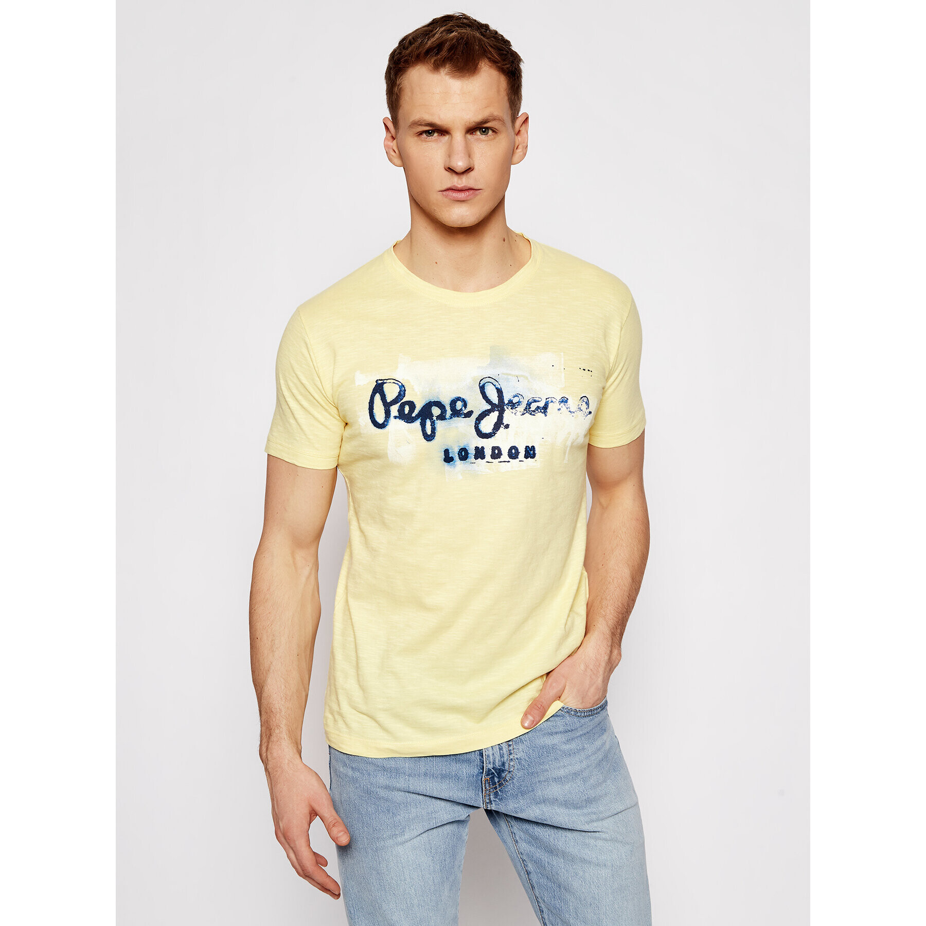 Pepe Jeans Tricou Golders PM503213 Galben Slim Fit - Pled.ro