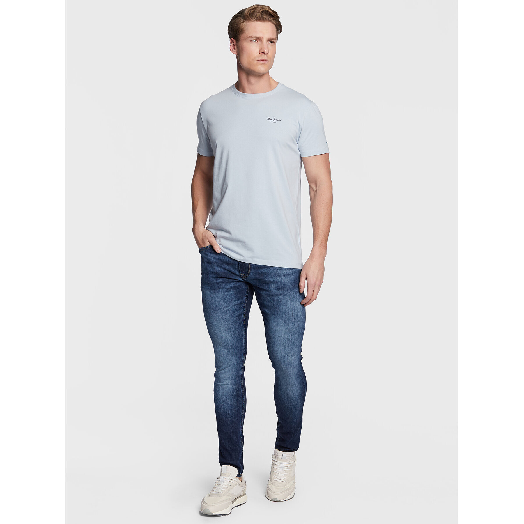 Pepe Jeans Tricou Jack PM508663 Albastru Slim Fit - Pled.ro