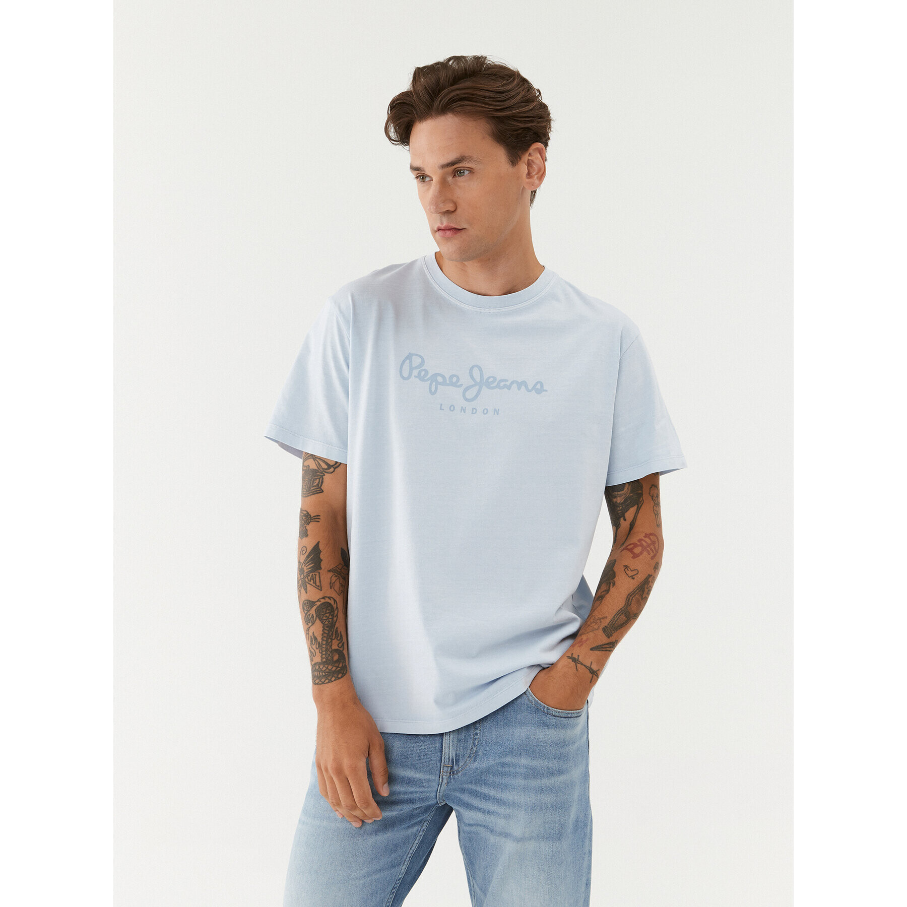 Pepe Jeans Tricou Jayden PM509098 Albastru Regular Fit - Pled.ro