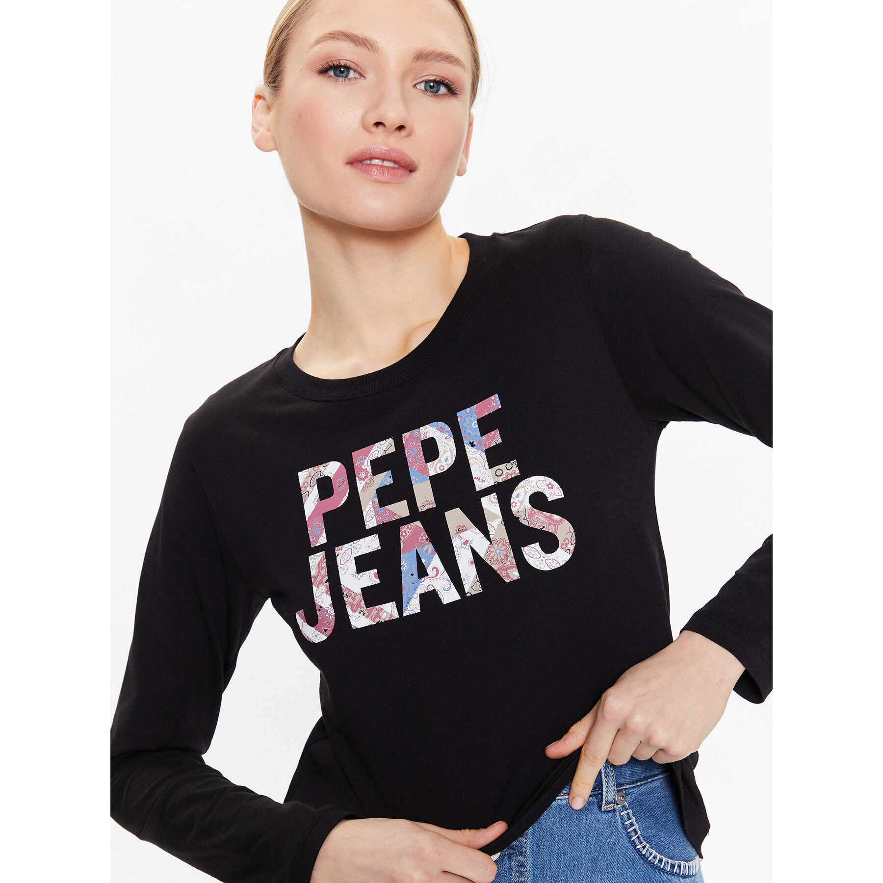 Pepe Jeans Tricou Luna PL505394 Negru Regular Fit - Pled.ro