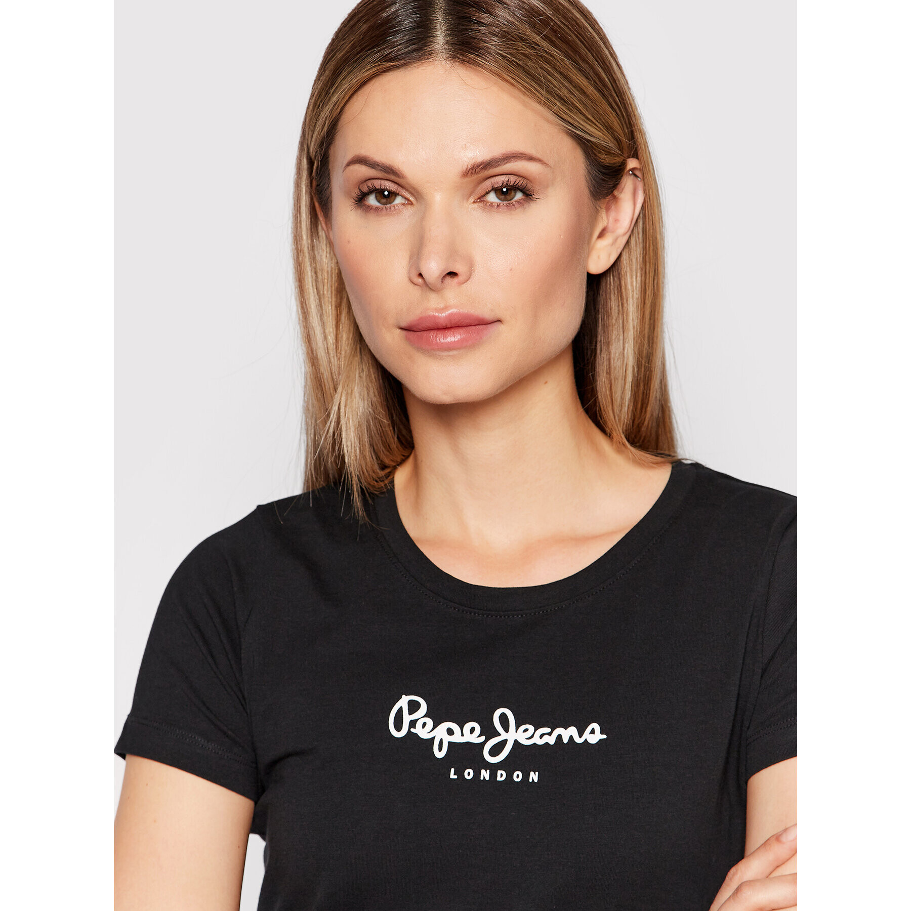 Pepe Jeans Tricou New Virginia PL505202 Negru Slim Fit - Pled.ro