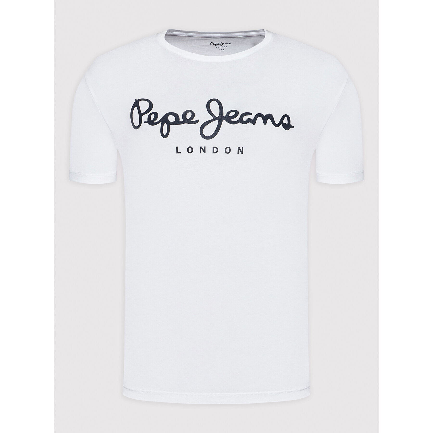 Pepe Jeans Tricou Original PM508210 Alb Slim Fit - Pled.ro