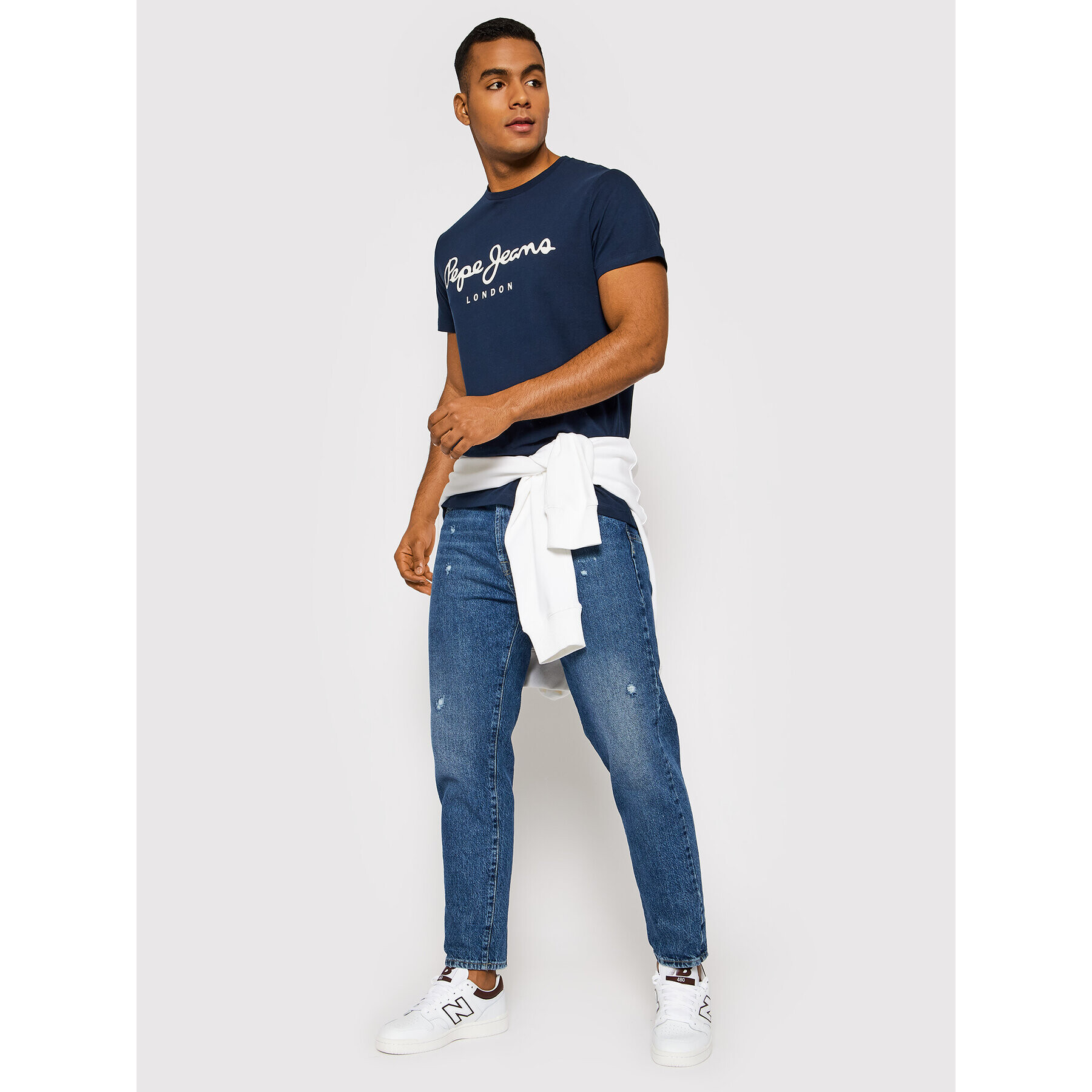 Pepe Jeans Tricou Original PM508210 Bleumarin Slim Fit - Pled.ro