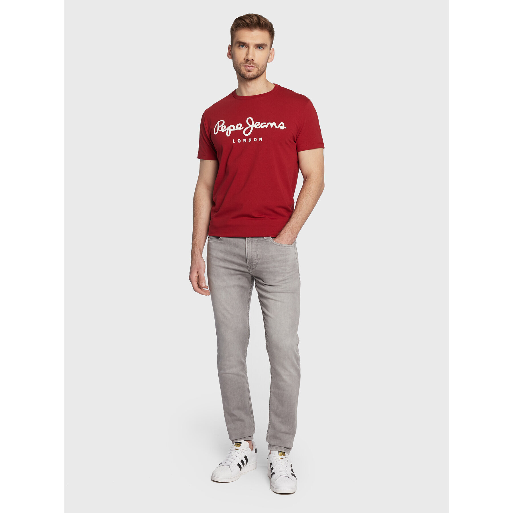 Pepe Jeans Tricou Original PM508210 Roșu Slim Fit - Pled.ro