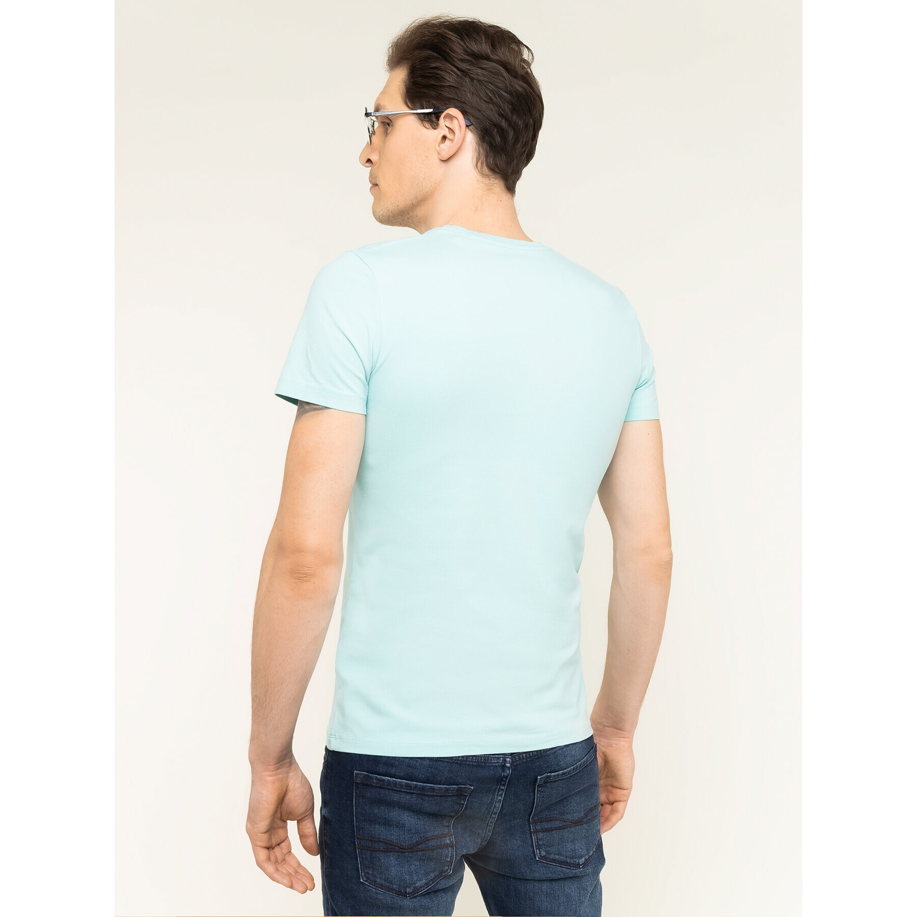 Pepe Jeans Tricou Original Stretch PM501594 Albastru Slim Fit - Pled.ro