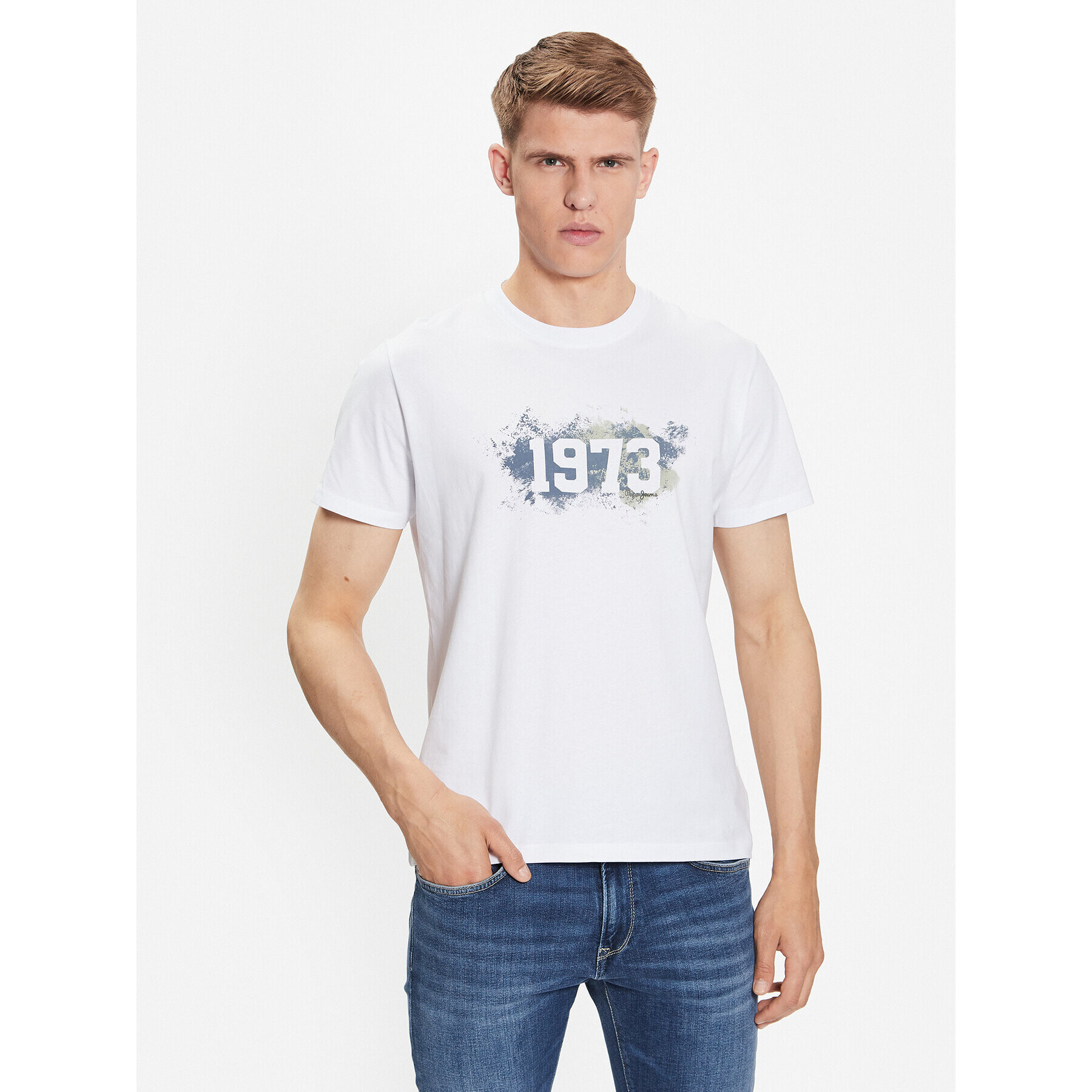 Pepe Jeans Tricou Ovingdean PM508946 Alb Regular Fit - Pled.ro