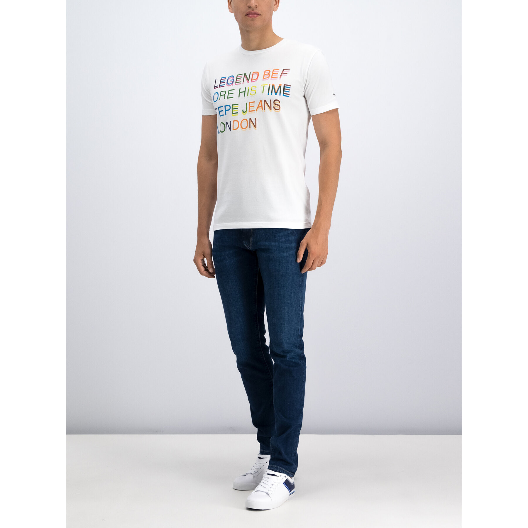 Pepe Jeans Tricou PM506562 Alb Slim Fit - Pled.ro