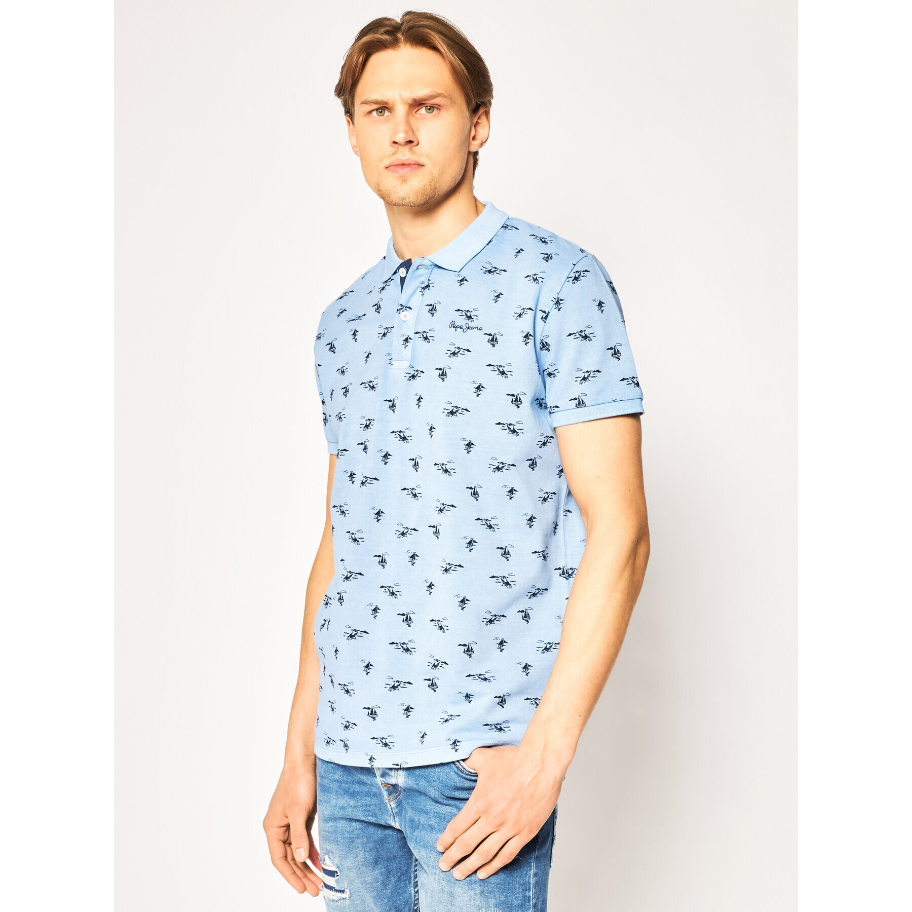 Pepe Jeans Tricou polo Lacy PM541416 Albastru Regular Fit - Pled.ro