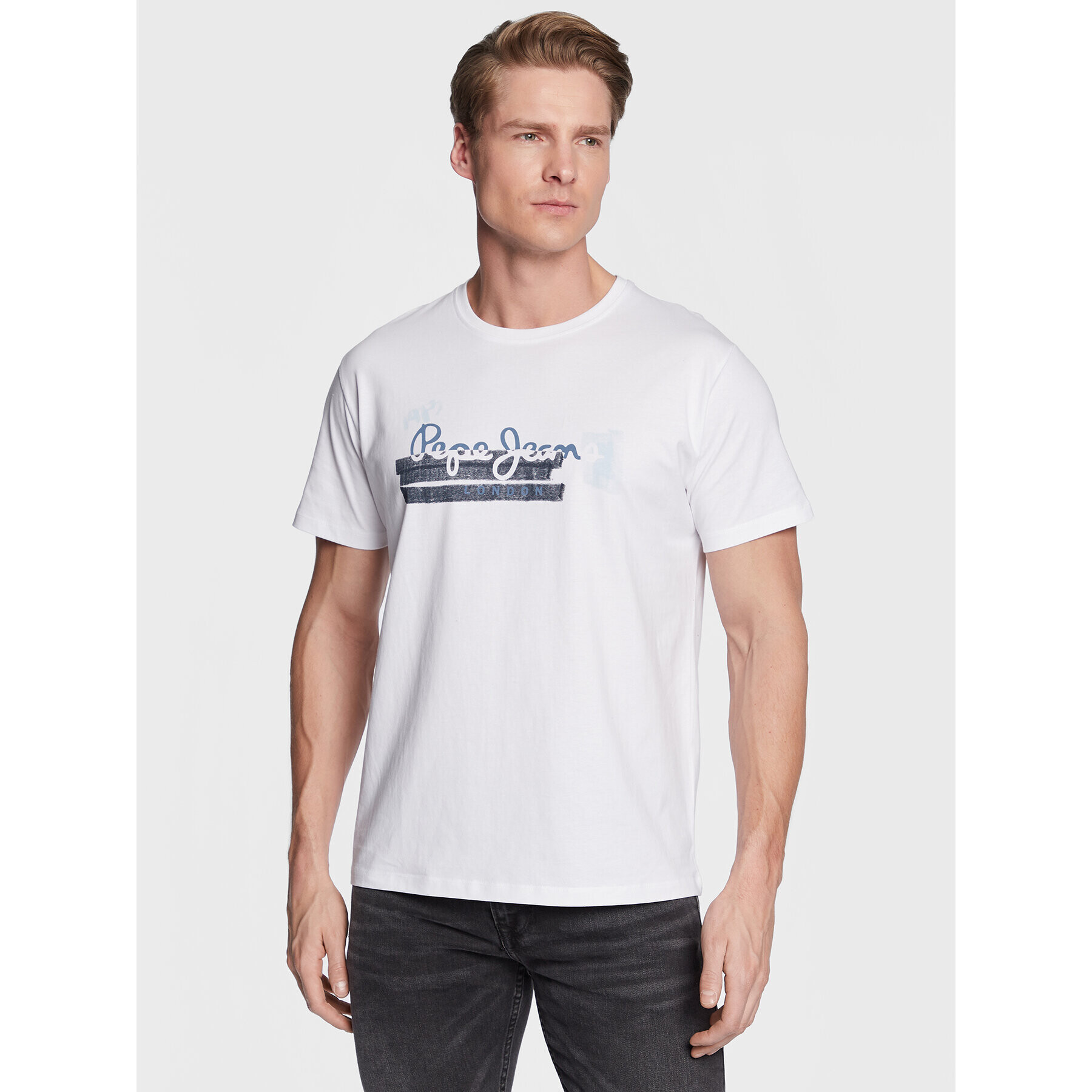 Pepe Jeans Tricou Rafa PM508673 Alb Regular Fit - Pled.ro