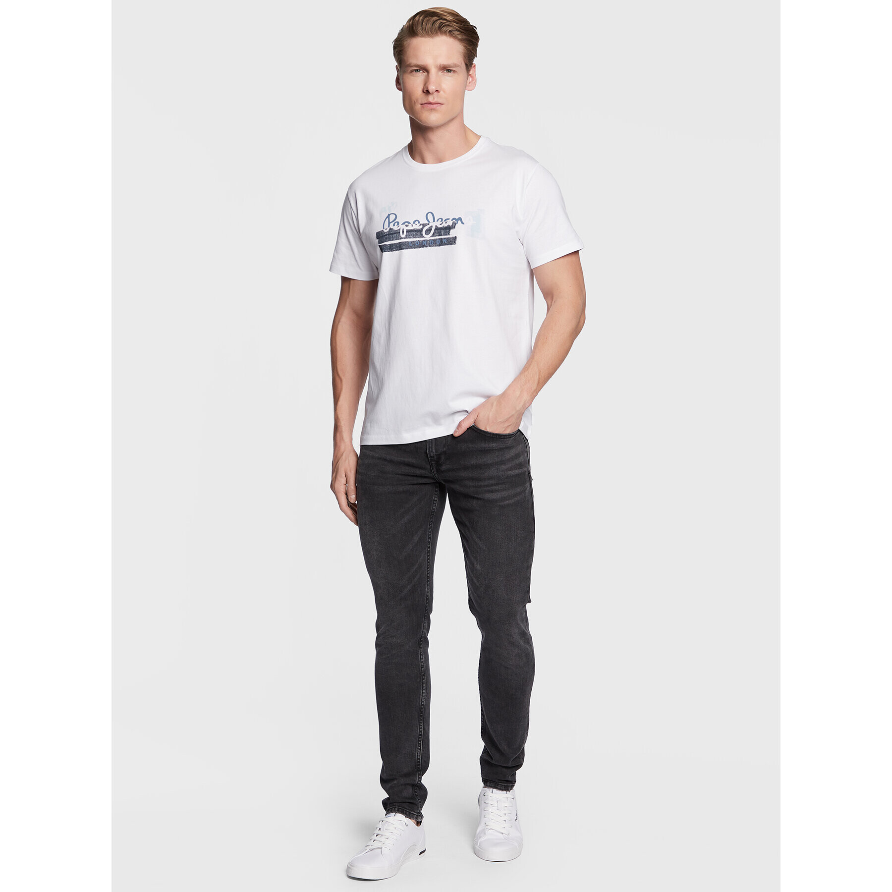 Pepe Jeans Tricou Rafa PM508673 Alb Regular Fit - Pled.ro