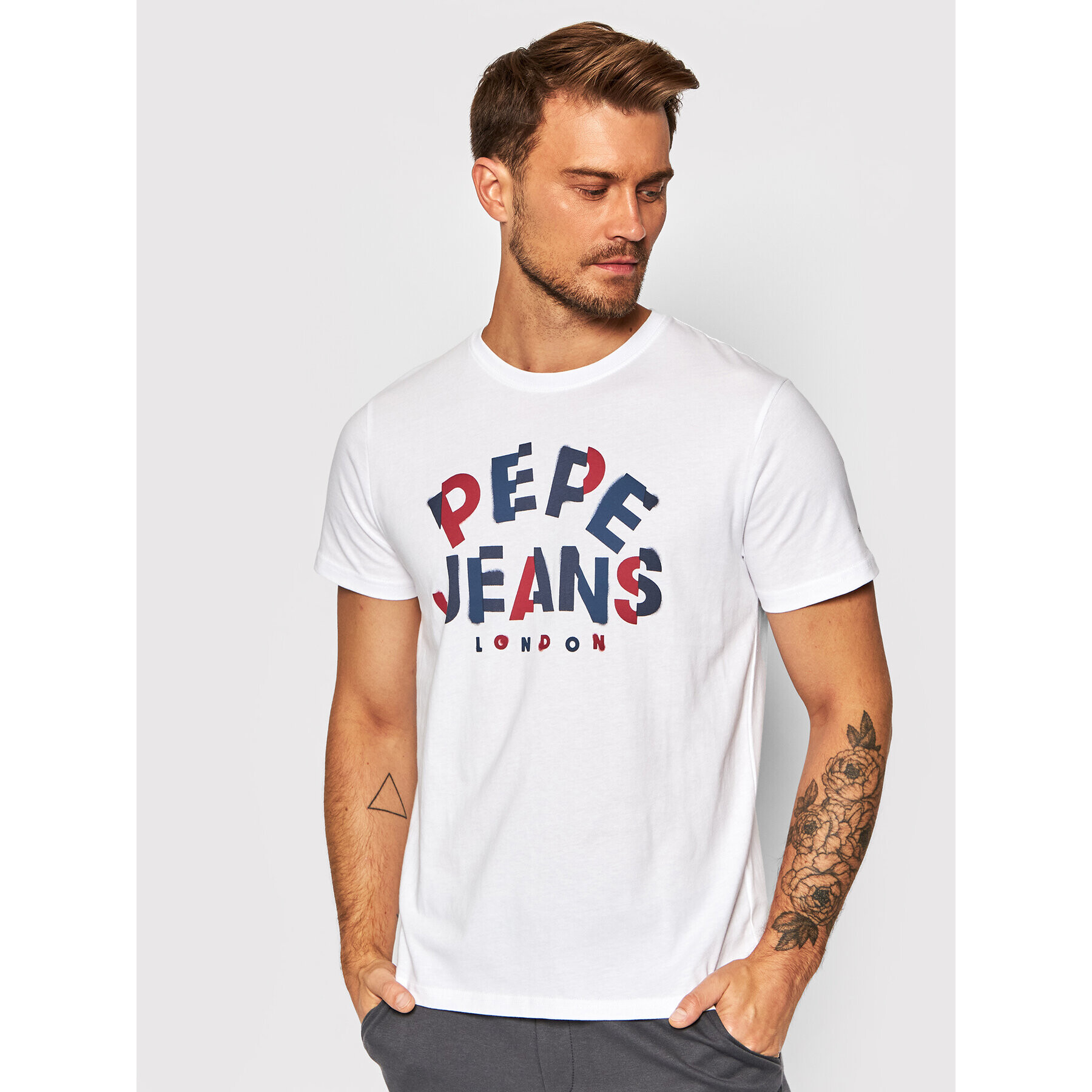 Pepe Jeans Tricou Raphael PM507850 Alb Regular Fit - Pled.ro