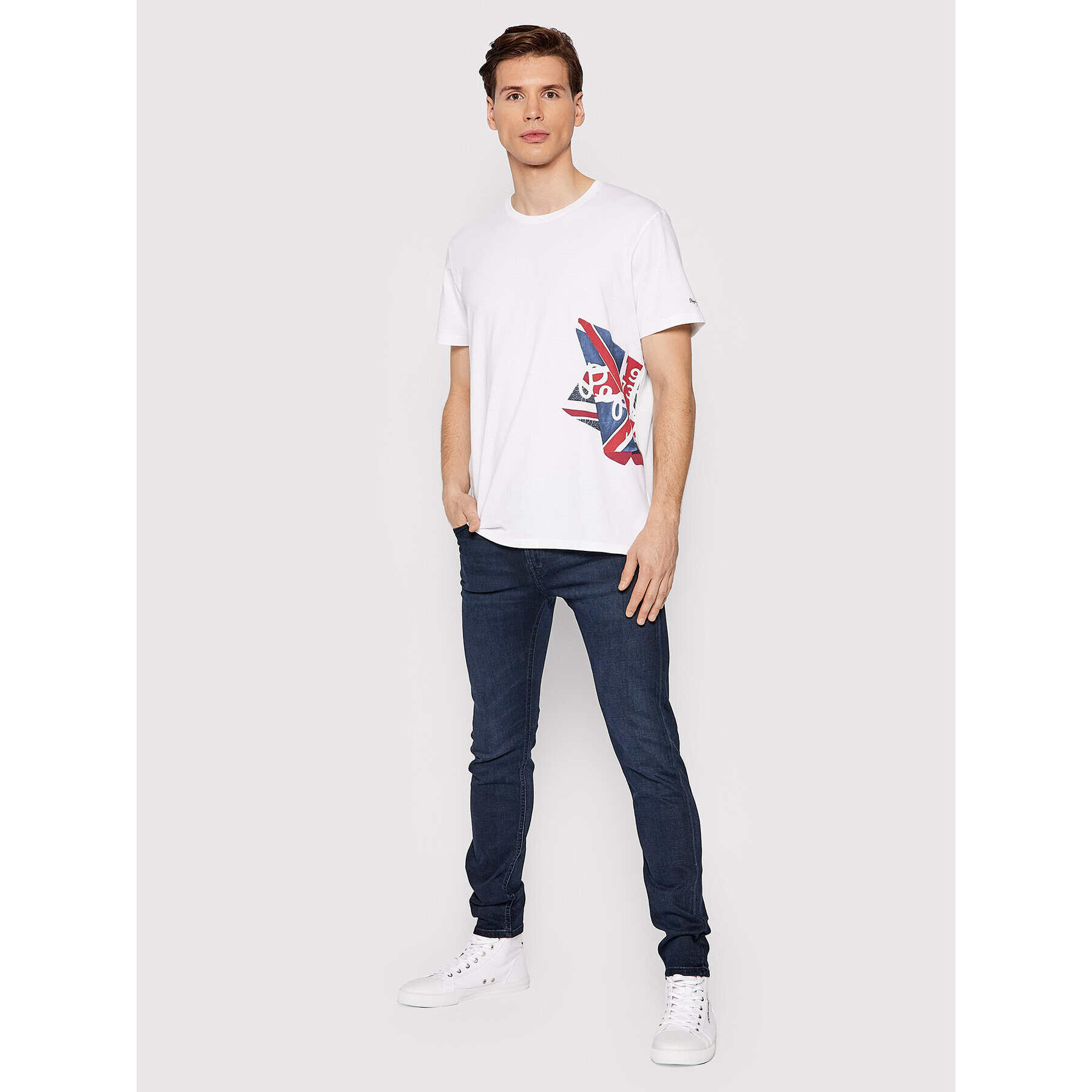 Pepe Jeans Tricou Ronny PM508021 Alb Regular Fit - Pled.ro