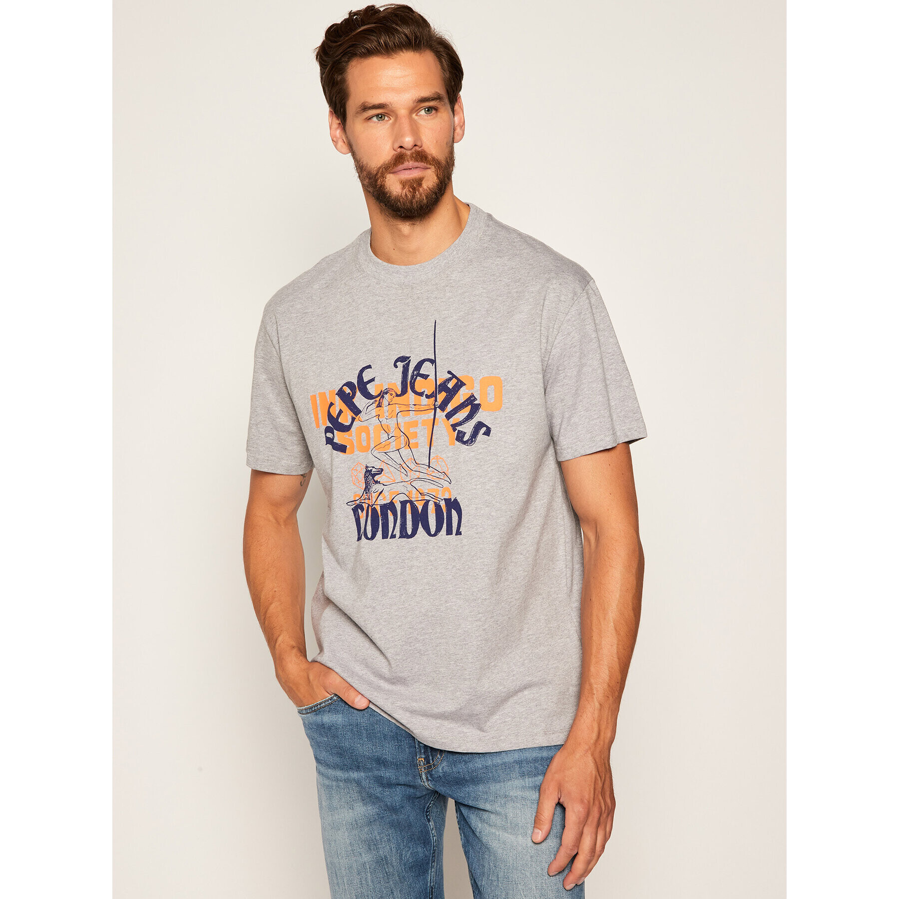 Pepe Jeans Tricou Samson PM507275 Gri Regular Fit - Pled.ro