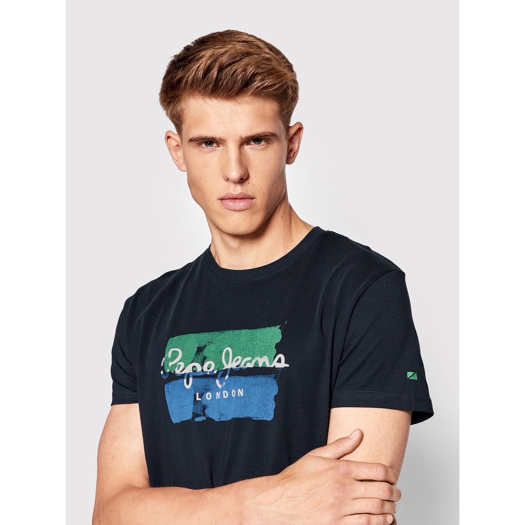 Pepe Jeans Tricou Santino PM508382 Bleumarin Regular Fit - Pled.ro