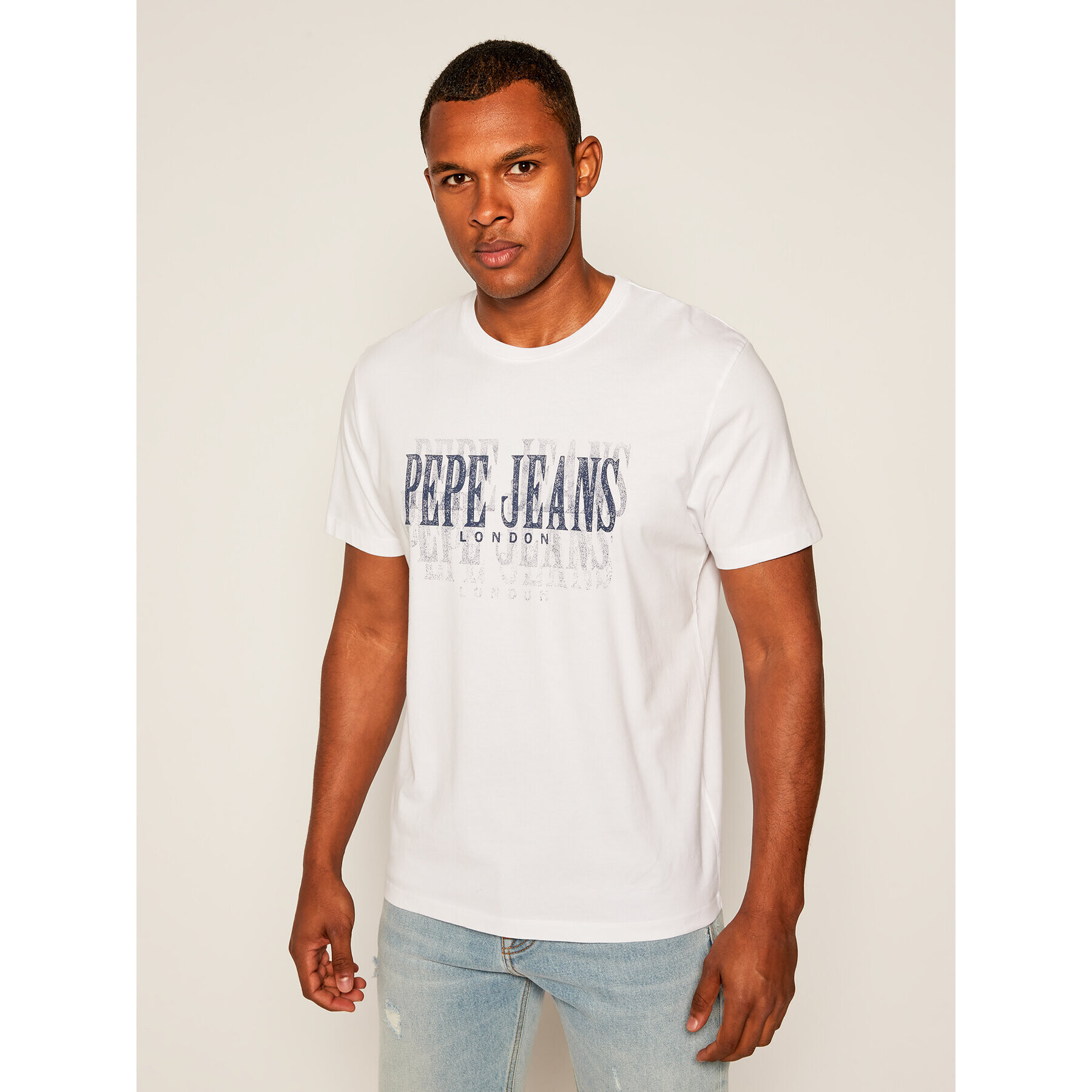 Pepe Jeans Tricou Snow PM507286 Alb Regular Fit - Pled.ro