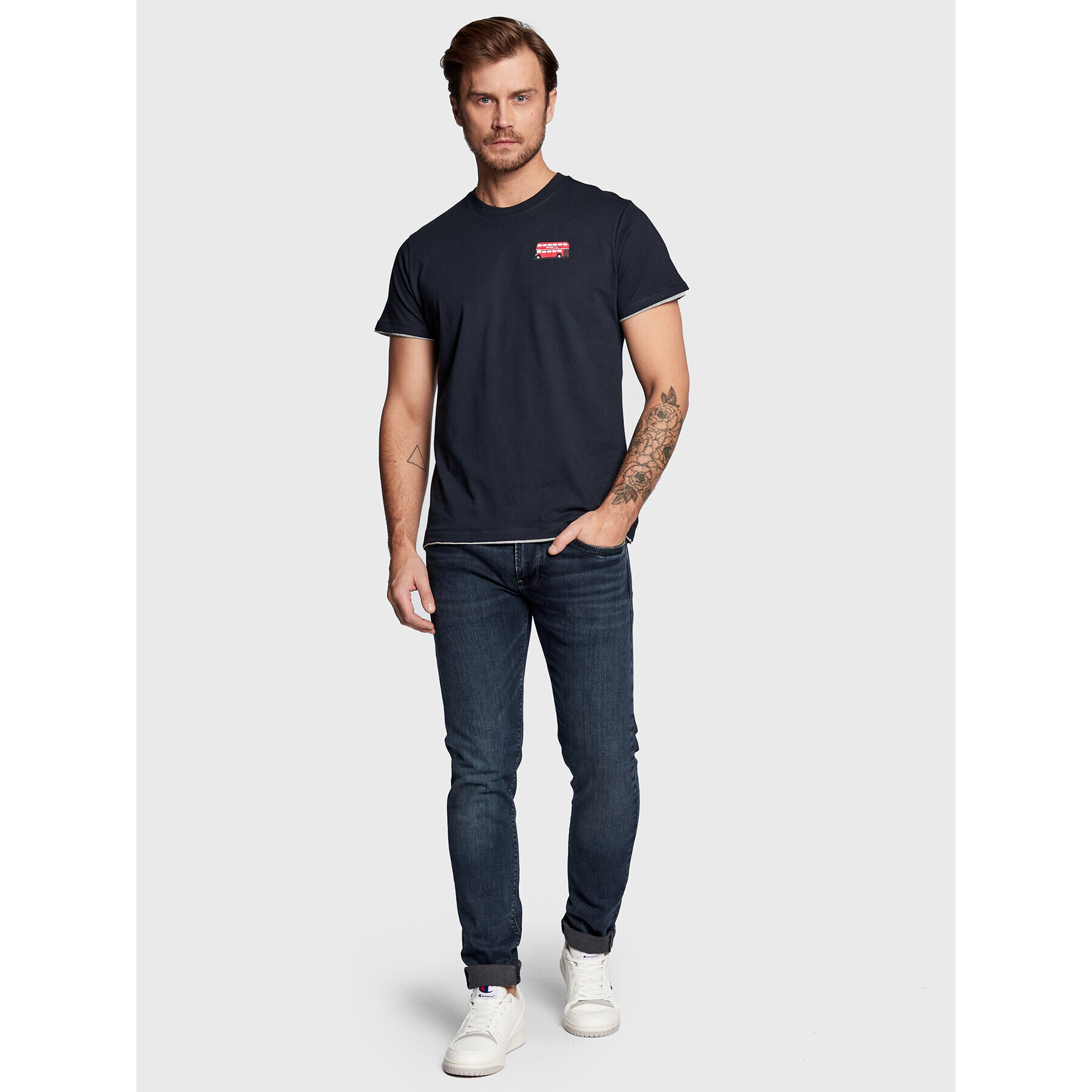 Pepe Jeans Tricou Sutton PM508504 Bleumarin Regular Fit - Pled.ro