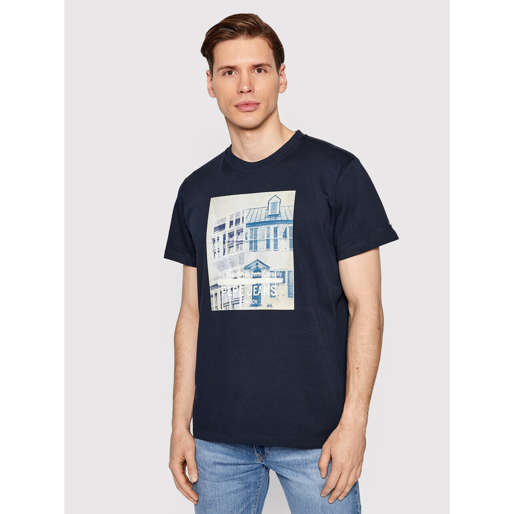 Pepe Jeans Tricou Teller PM508377 Bleumarin Regular Fit - Pled.ro