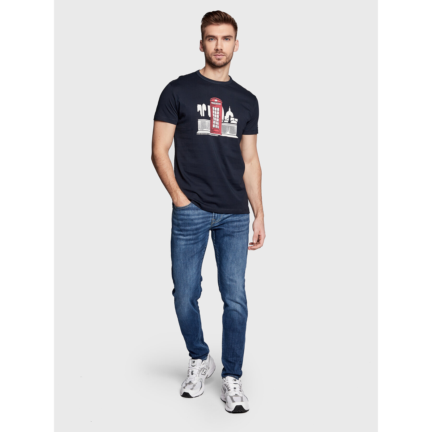 Pepe Jeans Tricou Trevor PM508534 Bleumarin Slim Fit - Pled.ro