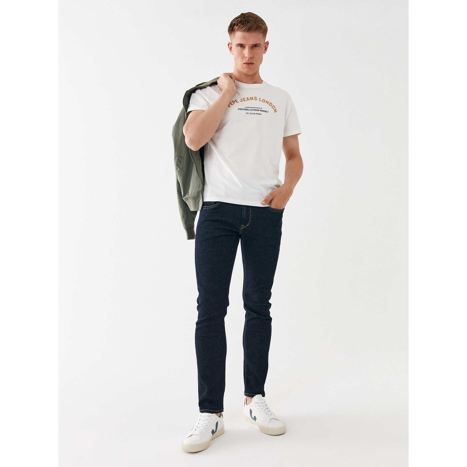 Pepe Jeans Tricou Waddon PM508948 Alb Regular Fit - Pled.ro