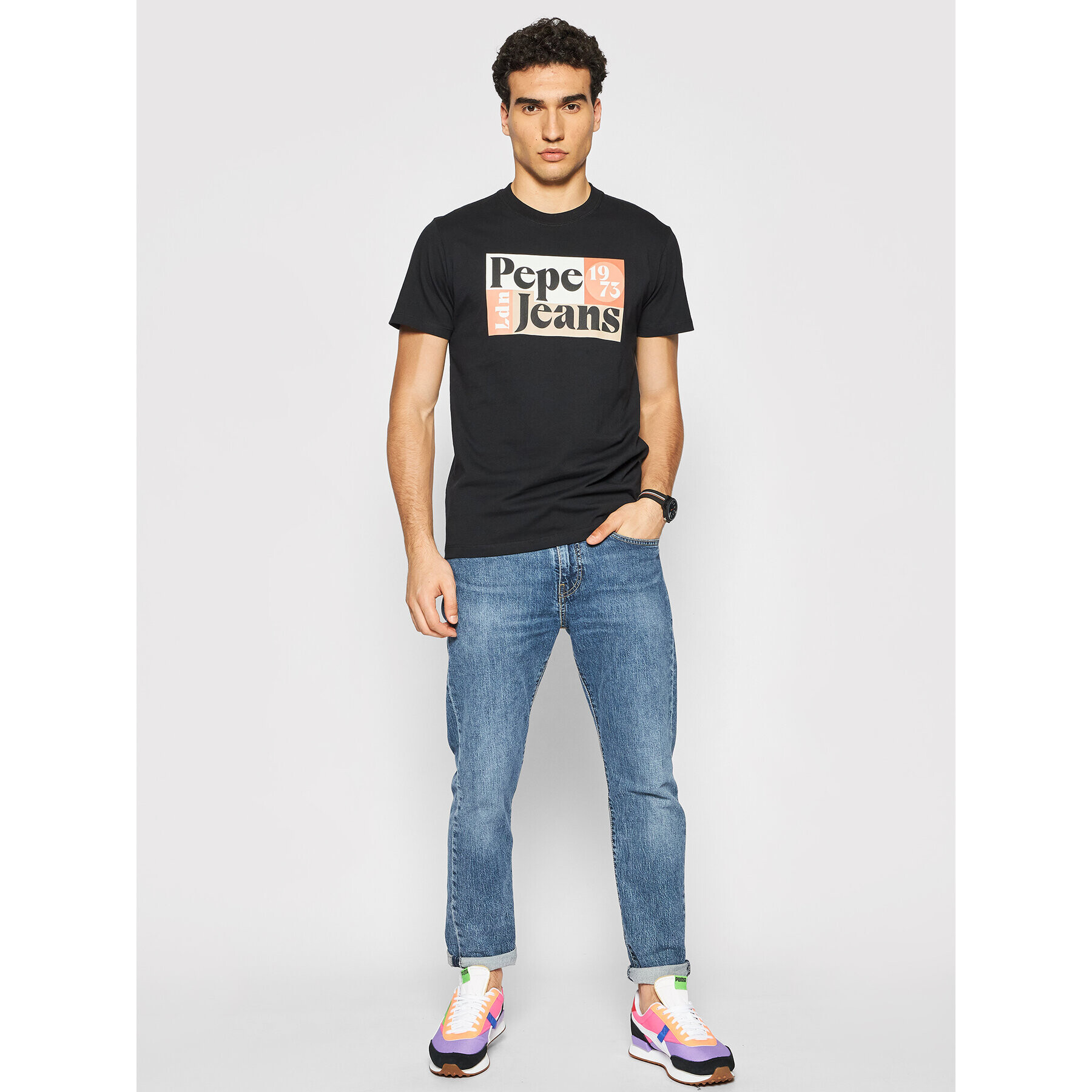 Pepe Jeans Tricou Wells PM507875 Negru Regular Fit - Pled.ro