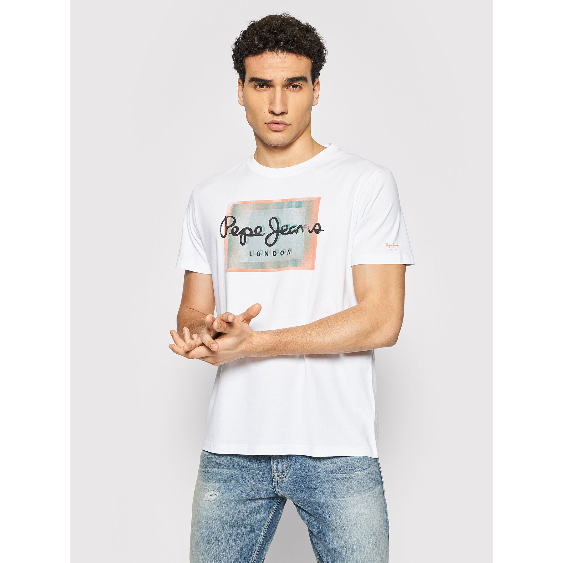 Pepe Jeans Tricou Wesley PM507876 Alb Regular Fit - Pled.ro