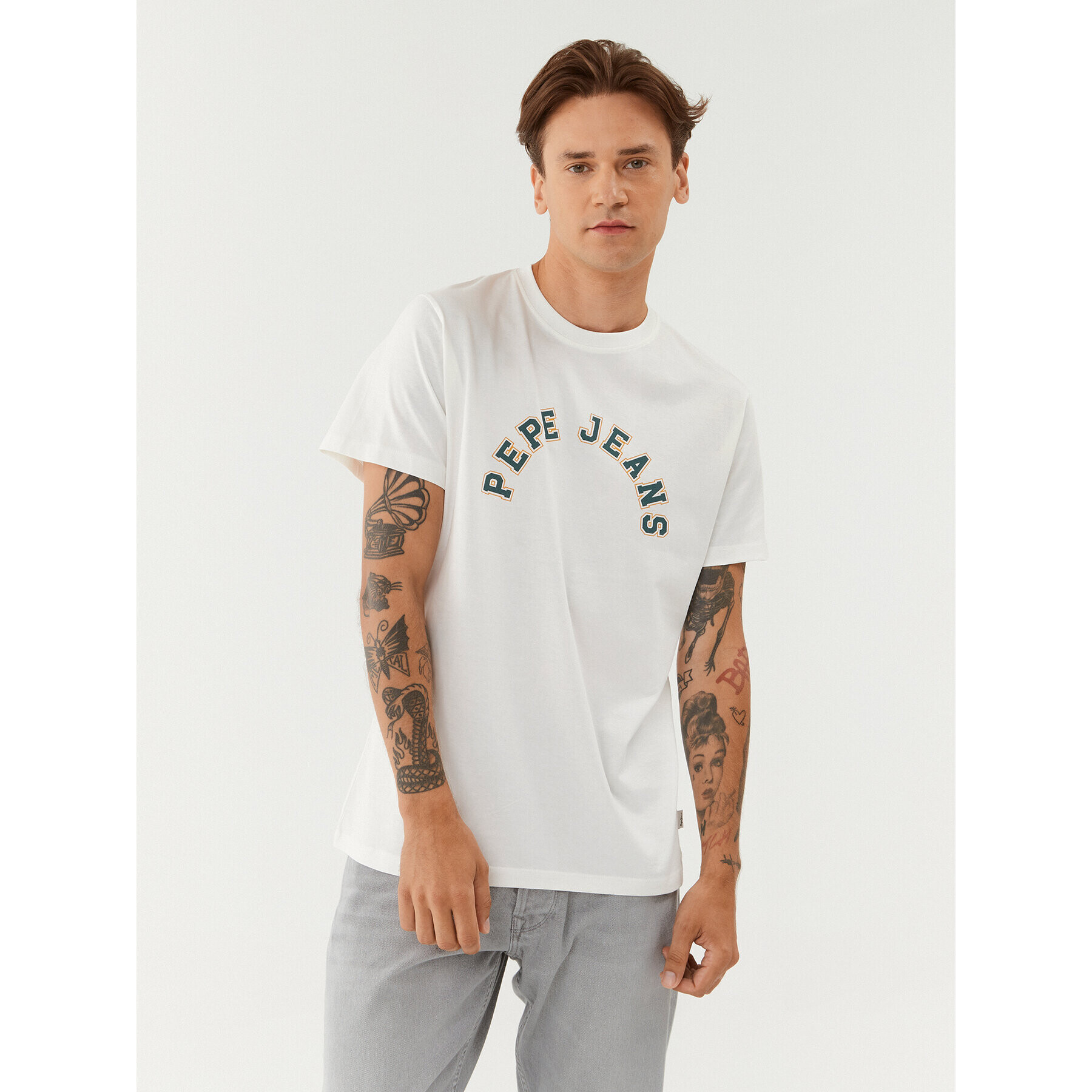 Pepe Jeans Tricou Westend Tee PM509124 Alb Regular Fit - Pled.ro