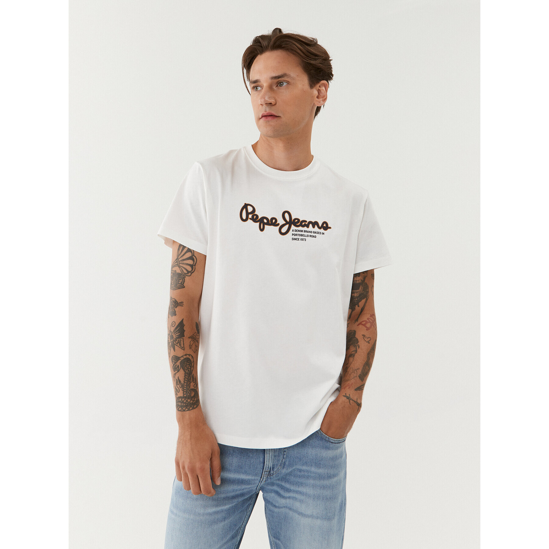 Pepe Jeans Tricou Wido PM509126 Alb Regular Fit - Pled.ro