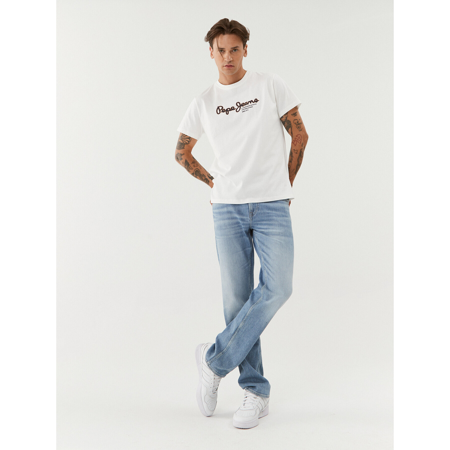 Pepe Jeans Tricou Wido PM509126 Alb Regular Fit - Pled.ro