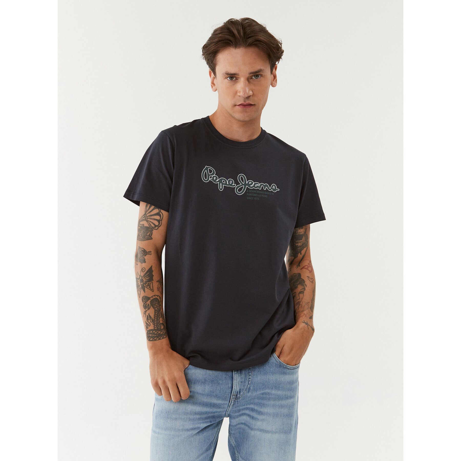 Pepe Jeans Tricou Wido PM509126 Bleumarin Regular Fit - Pled.ro