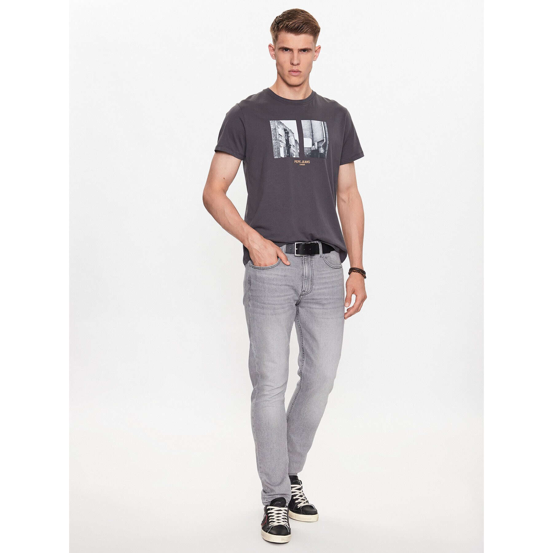 Pepe Jeans Tricou Worth PM508956 Gri Regular Fit - Pled.ro