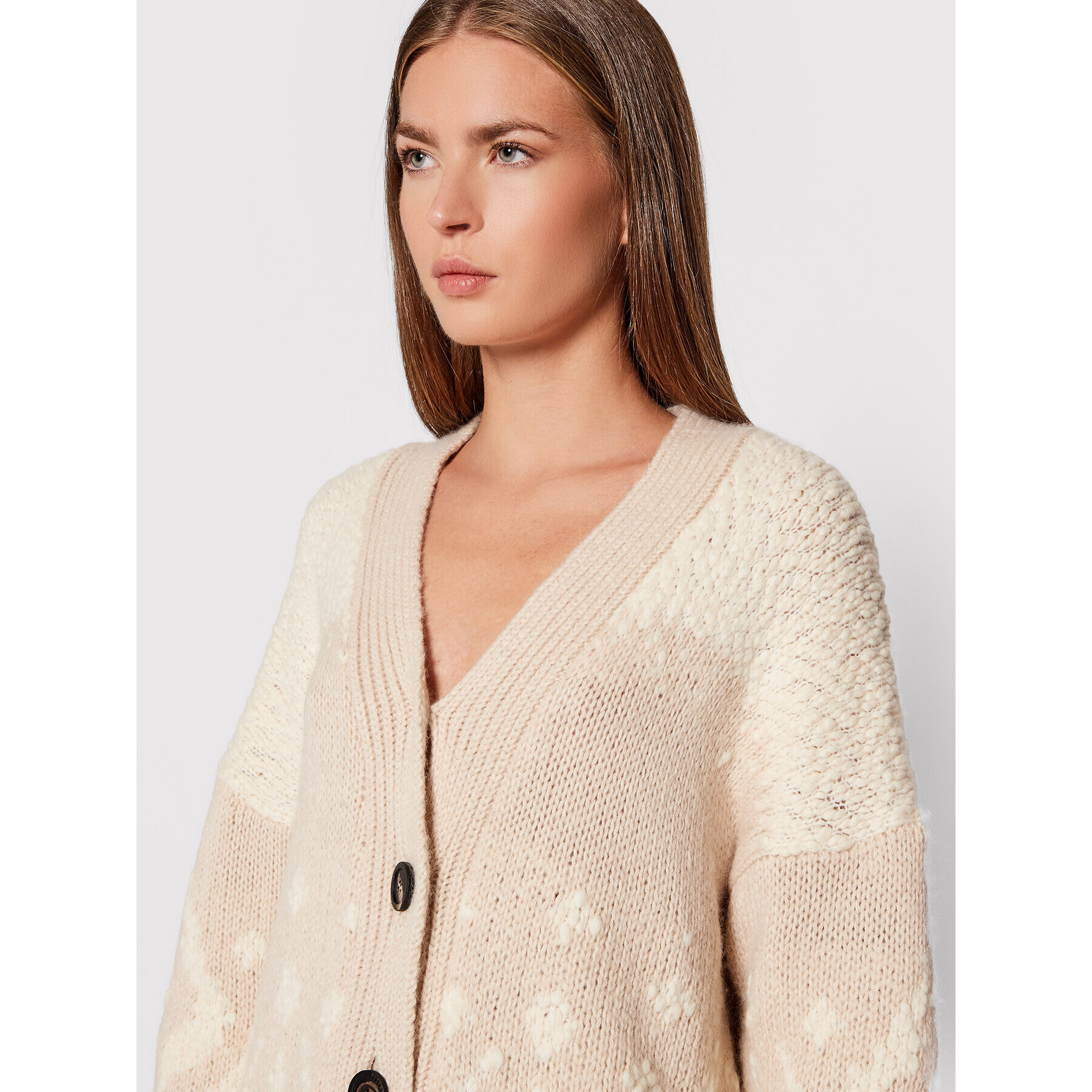 Peserico Cardigan S99113F03 Bej Oversize - Pled.ro