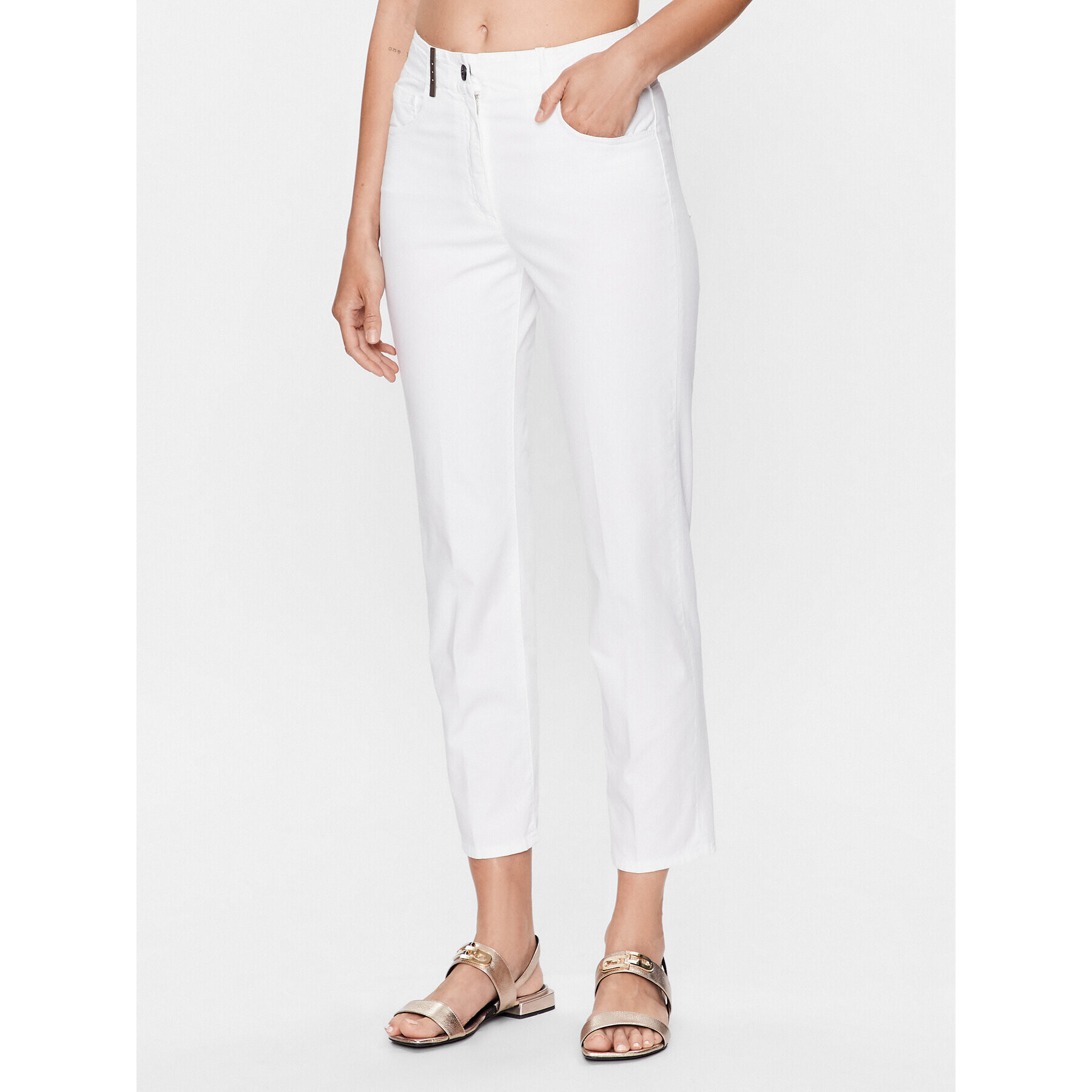 Peserico Pantaloni din material P04977T3 Alb Regular Fit - Pled.ro